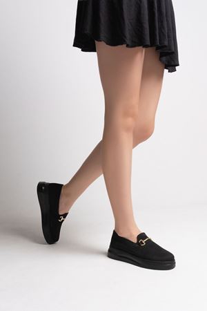 Kadın Nefes Alabilir Triko Günlük Loafer Ayakkabı - Siyah