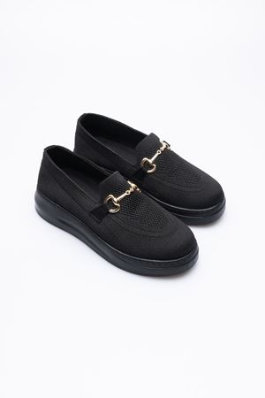 Kadın Nefes Alabilir Triko Günlük Loafer Ayakkabı - Siyah