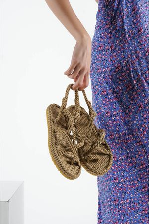 Kadın Yazlık Hafif Örgü Sandalet - Hardal