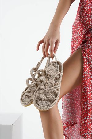 Kadın Yazlık Hafif Örgü Sandalet - Ten