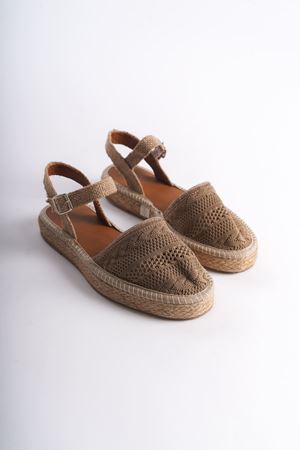 Kadın Yazlık Espadril Sandalet Ayakkabı - Vizon