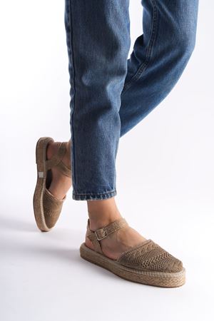 Kadın Yazlık Espadril Sandalet Ayakkabı - Vizon
