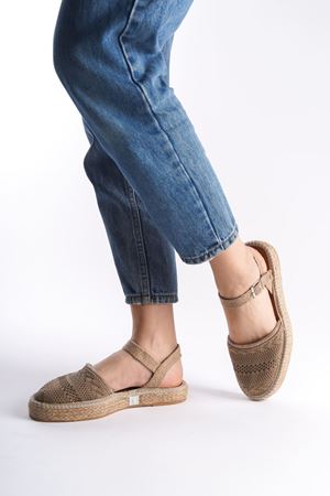 Kadın Yazlık Espadril Sandalet Ayakkabı - Vizon