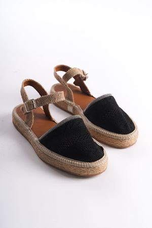Kadın Yazlık Espadril Sandalet Ayakkabı - Siyah