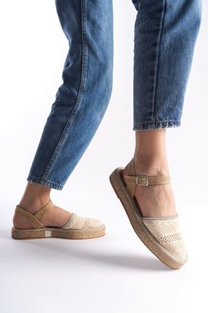 Kadın Yazlık Espadril Sandalet Ayakkabı - Ten