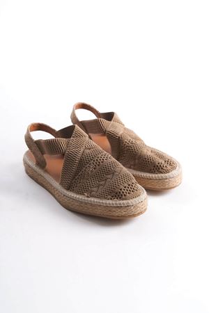 Kadın Yazlık Espadril Sandalet Ayakkabı - Vizon