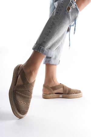 Kadın Yazlık Espadril Sandalet Ayakkabı - Vizon