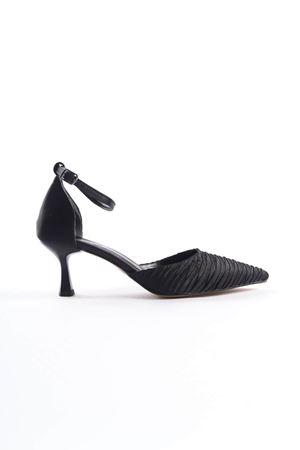 Kadın Saten Topuklu Ayakkabı - Siyah