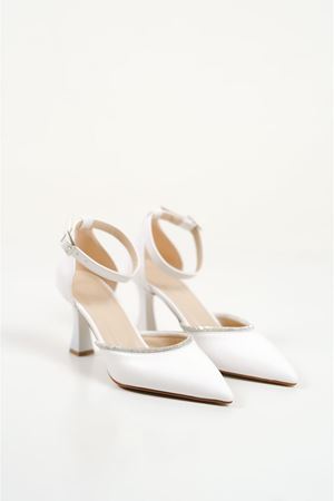 Kadın Taşlı Topuklu Ayakkabı - Beyaz