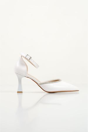 Kadın Taşlı Topuklu Ayakkabı - Beyaz