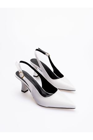 Kadın Rugan Klasik Topuklu Ayakkabı - Beyaz