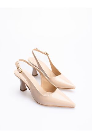 Kadın Rugan Klasik Topuklu Ayakkabı - Ten