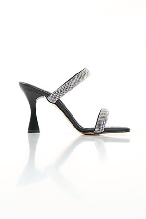 Kadın Taşlı Topuklu Terlik - Siyah