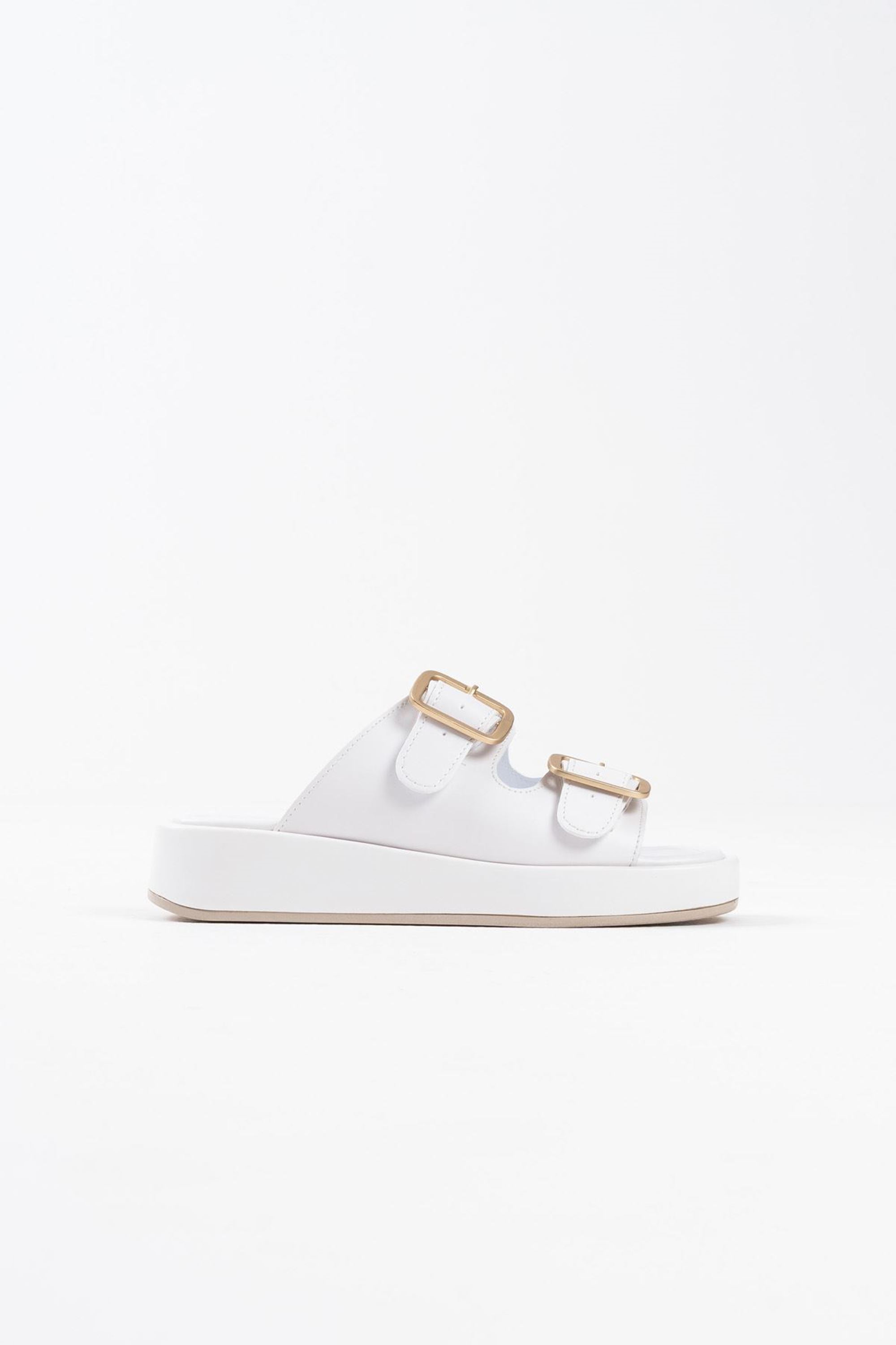 Loaqua Çift Toka Detaylı Cilt Terlik - Beyaz