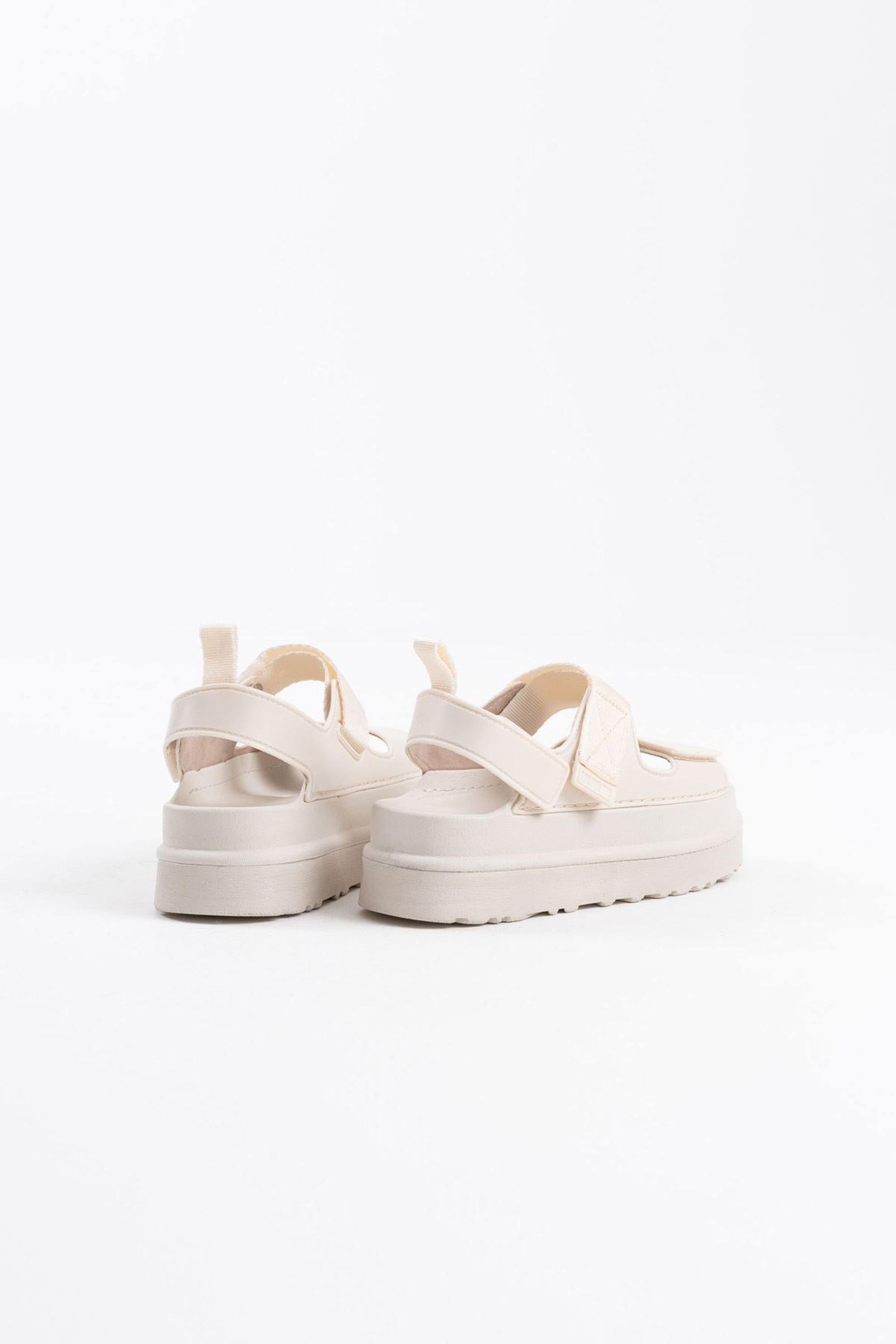 Dulisa Kadın Tam Kalıp Cırtlı Sade Kalın Tabanlı Sandalet - Bej