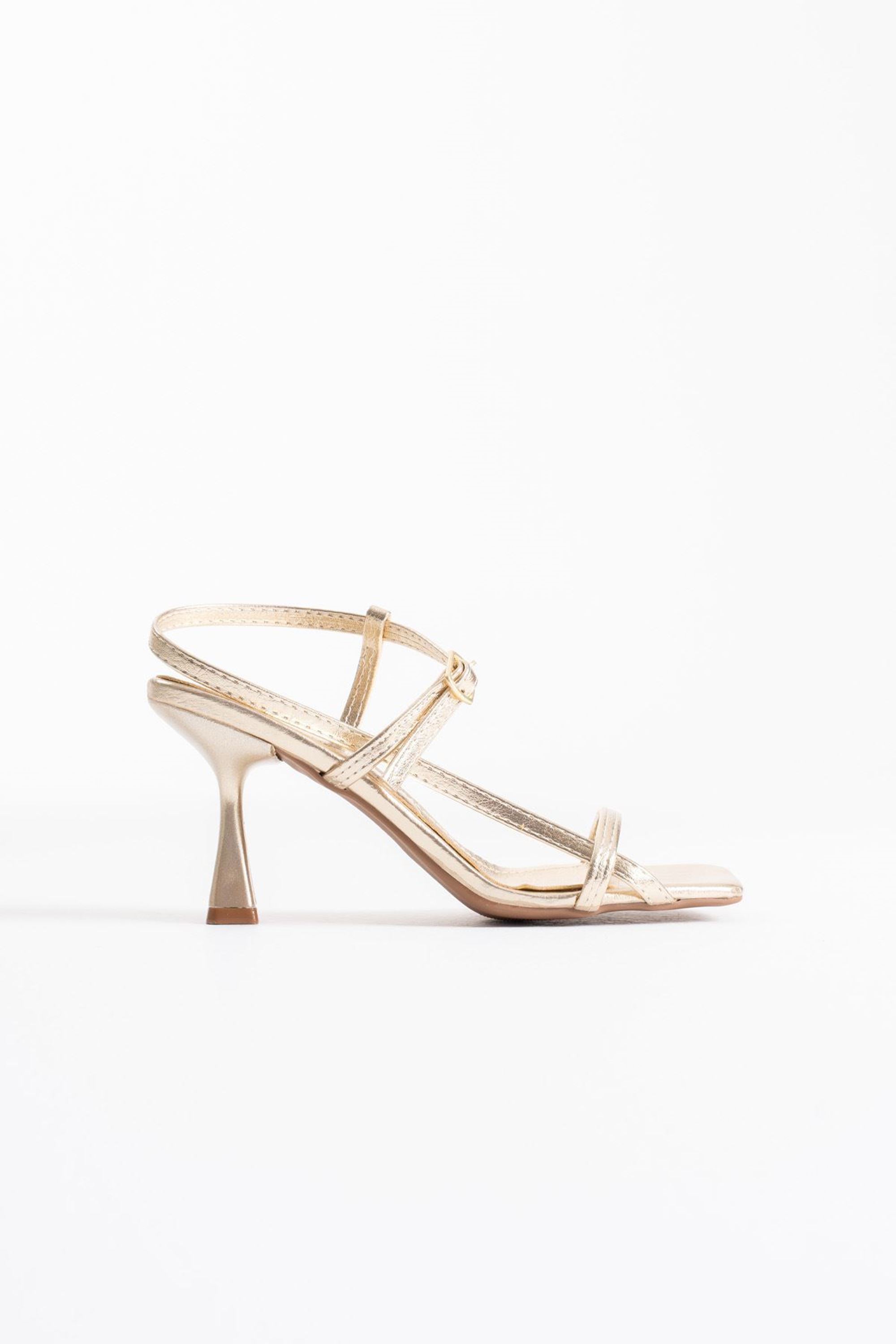 Karela Kadın Rugan Abiye Topuklu Sandalet - Altın Rengi