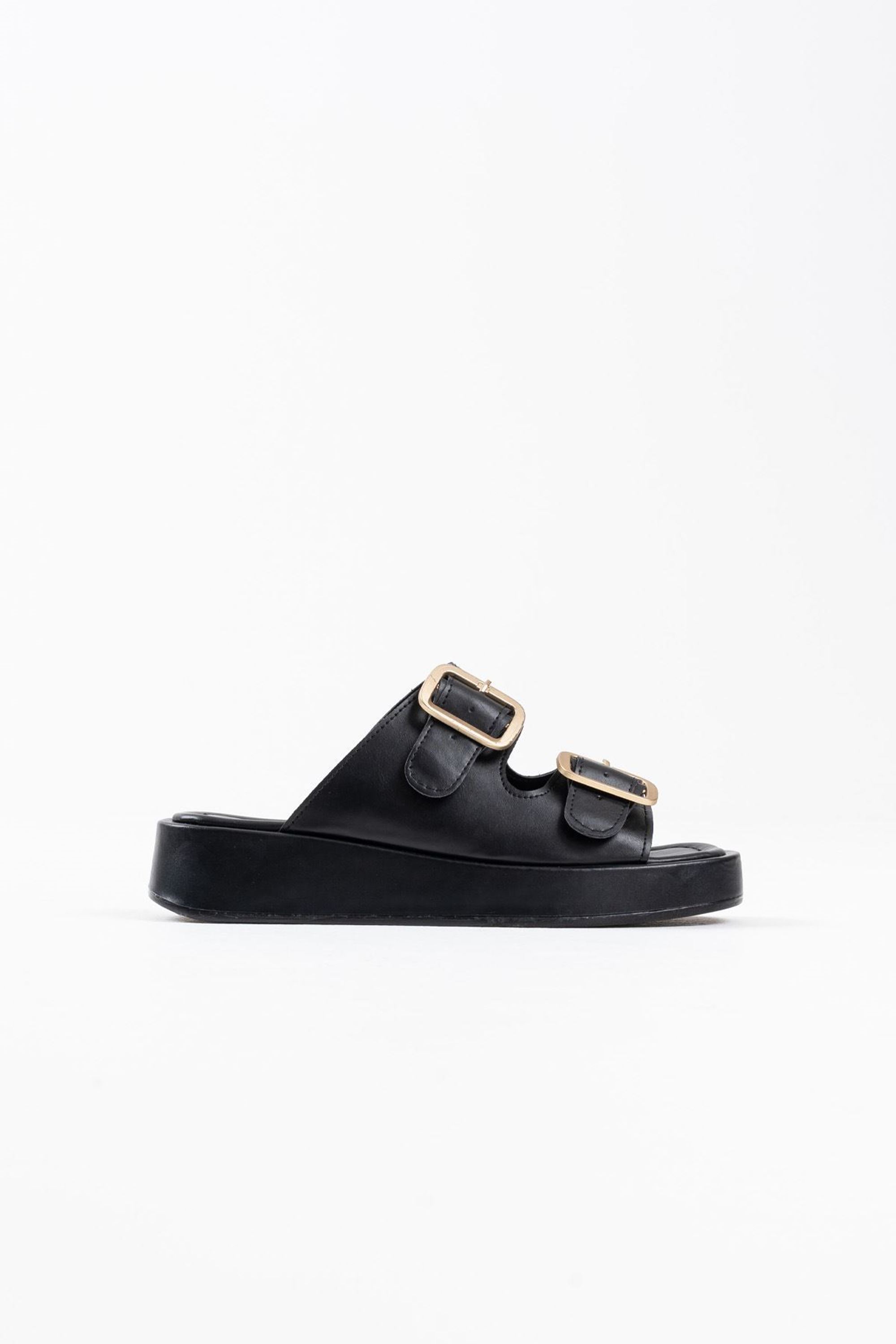 Loaqua Çift Toka Detaylı Cilt Terlik - Siyah