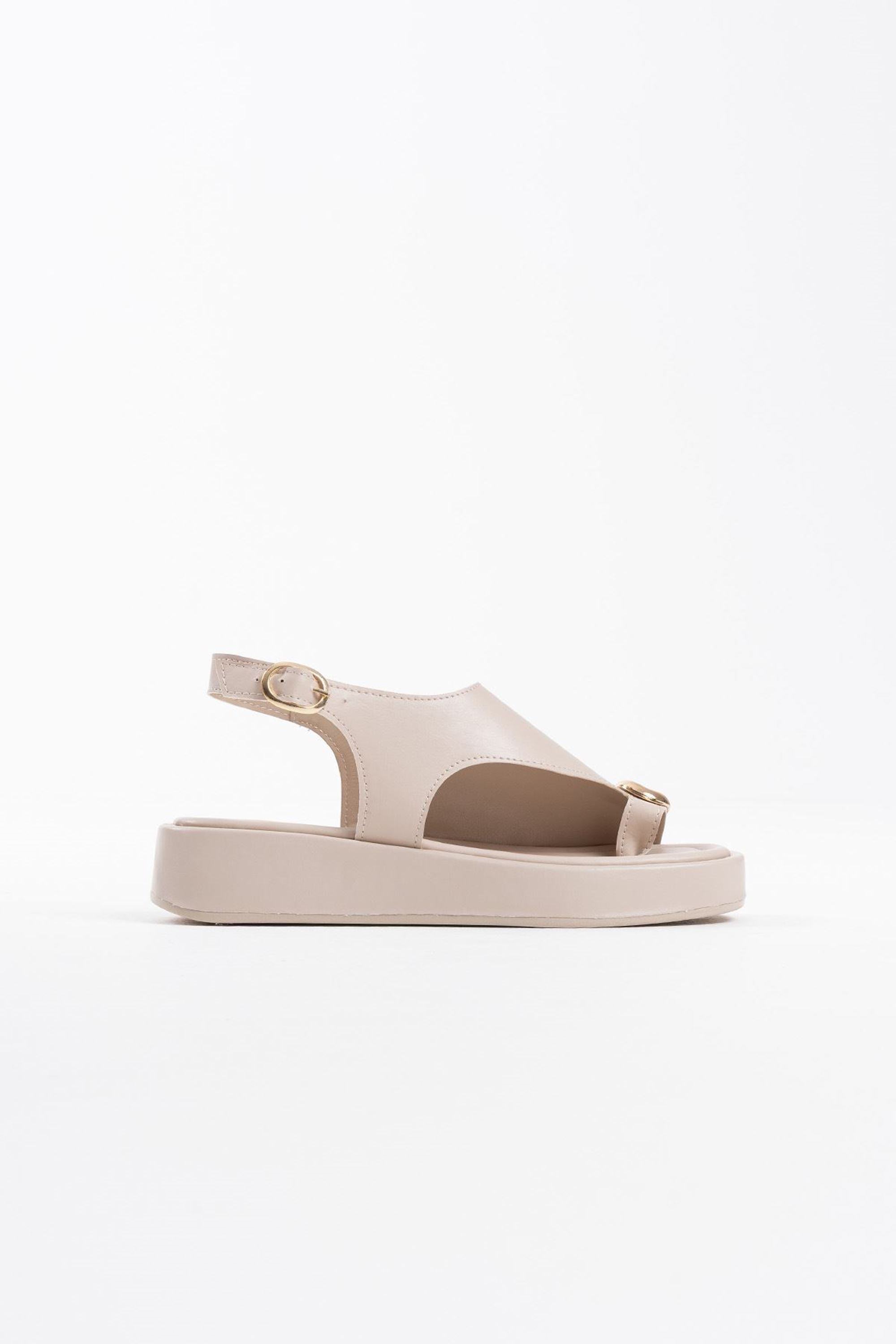 Mokko Altın Rengi Toka Detaylı Sandalet - Bej