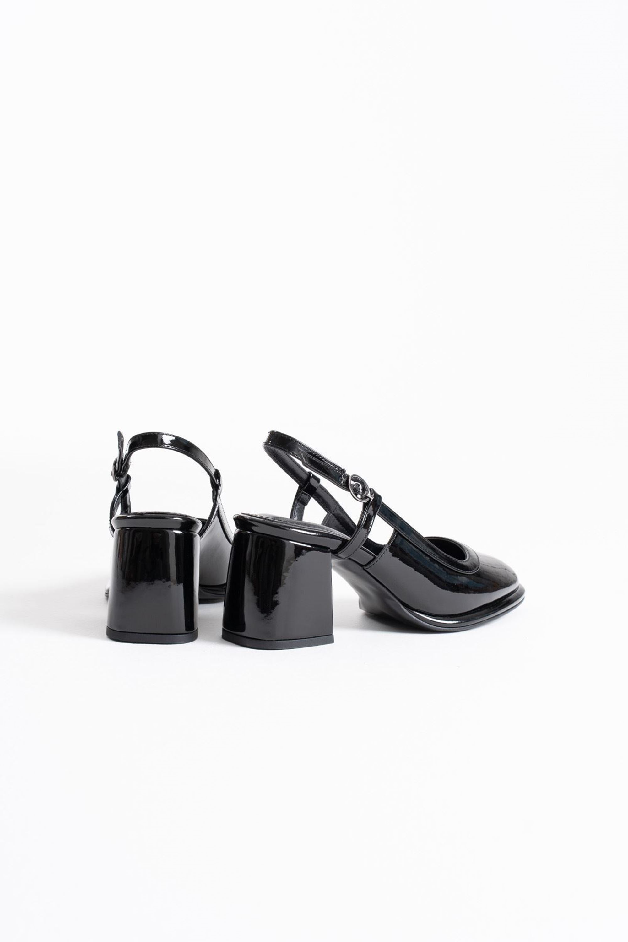 Taliya Kadın Rugan Klasik Kalın Topuklu Ayakkabı - Siyah