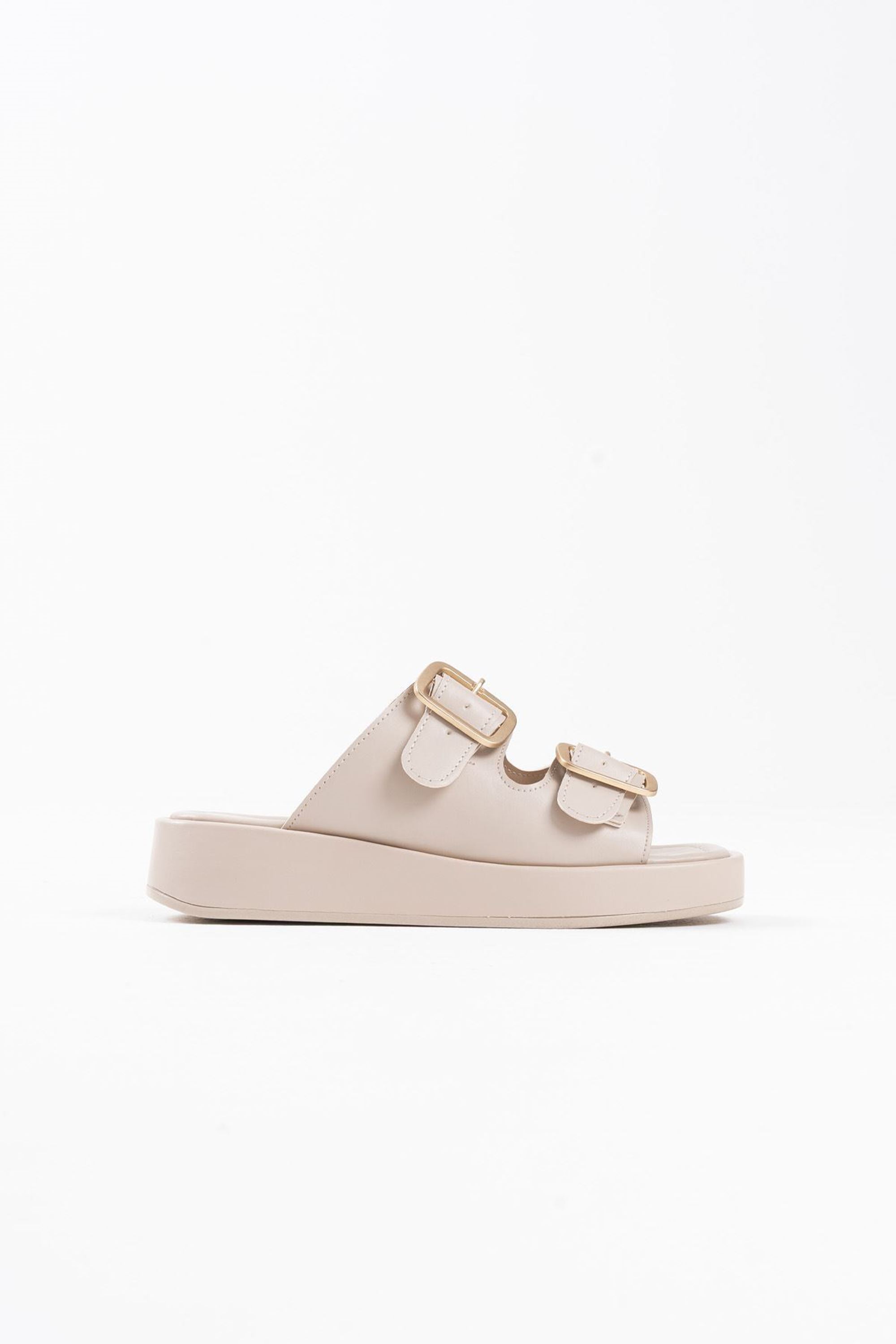 Loaqua Çift Toka Detaylı Cilt Terlik - Bej