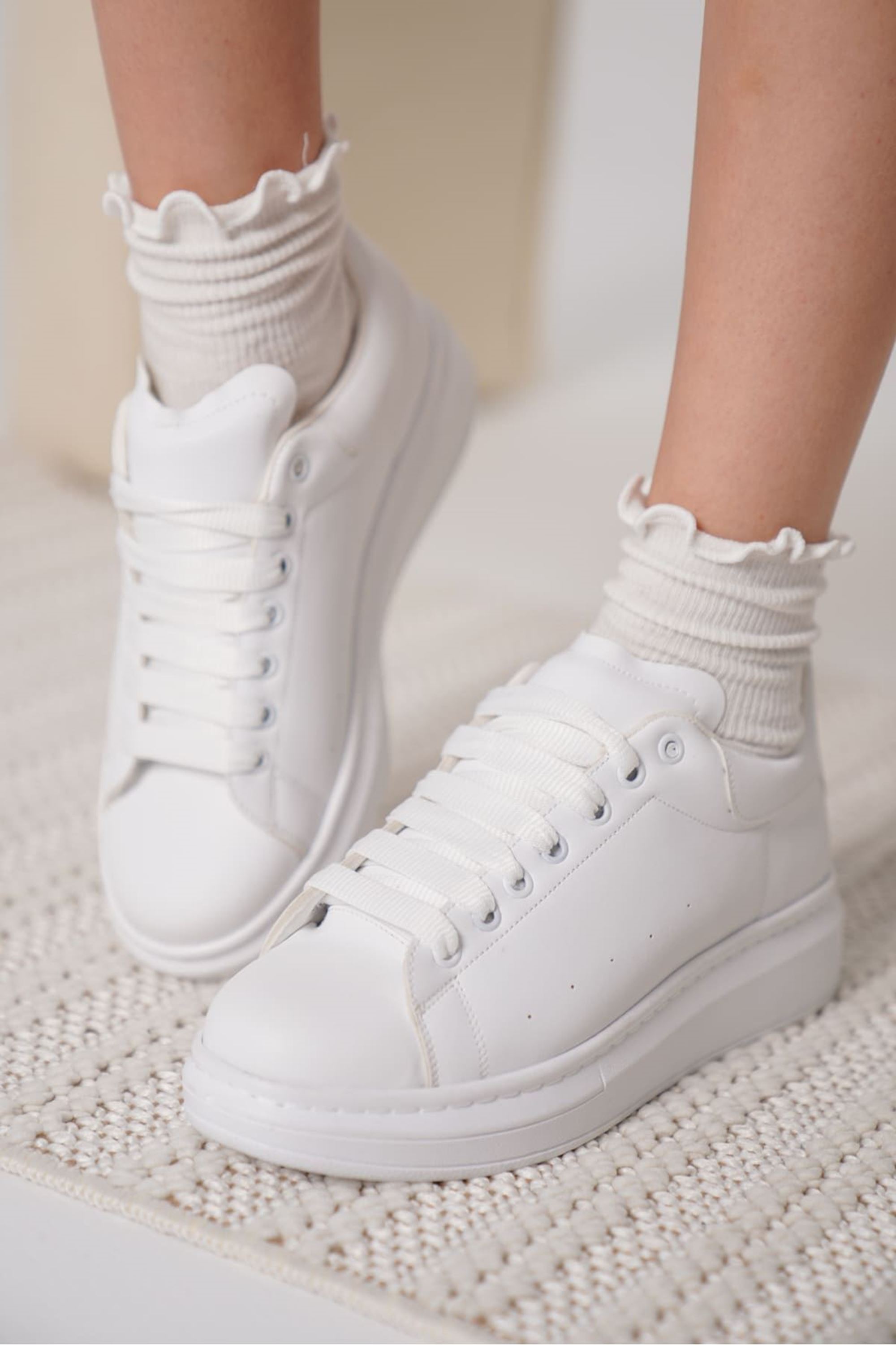 Elvex Kadın Klasik Sneaker Spor Ayakkabı - Beyaz