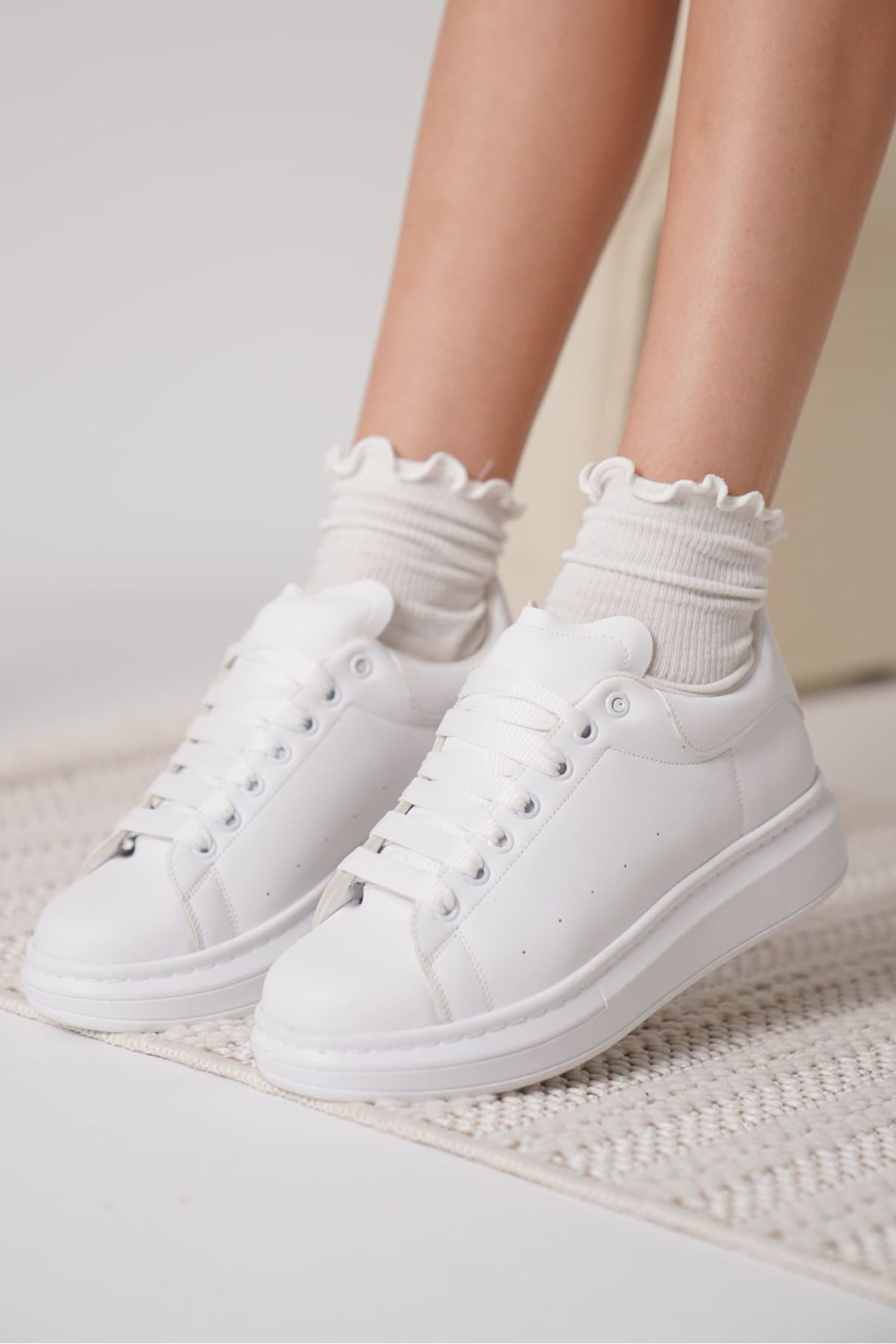 Elvex Kadın Klasik Sneaker Spor Ayakkabı - Beyaz