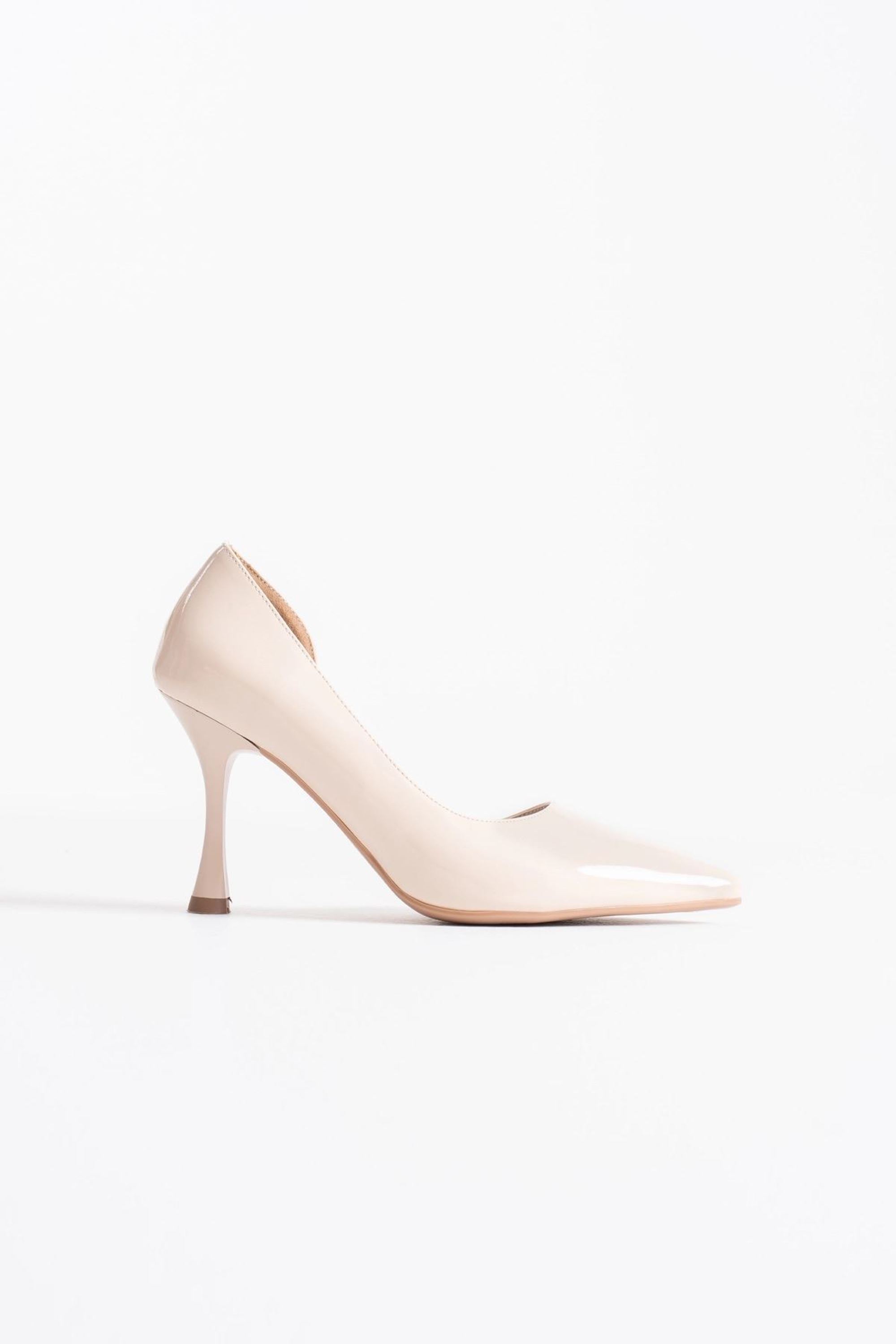 Mireya Kadın İnce Topuklu Klasik Rugan Stiletto Topuklu Ayakkabı - Bej