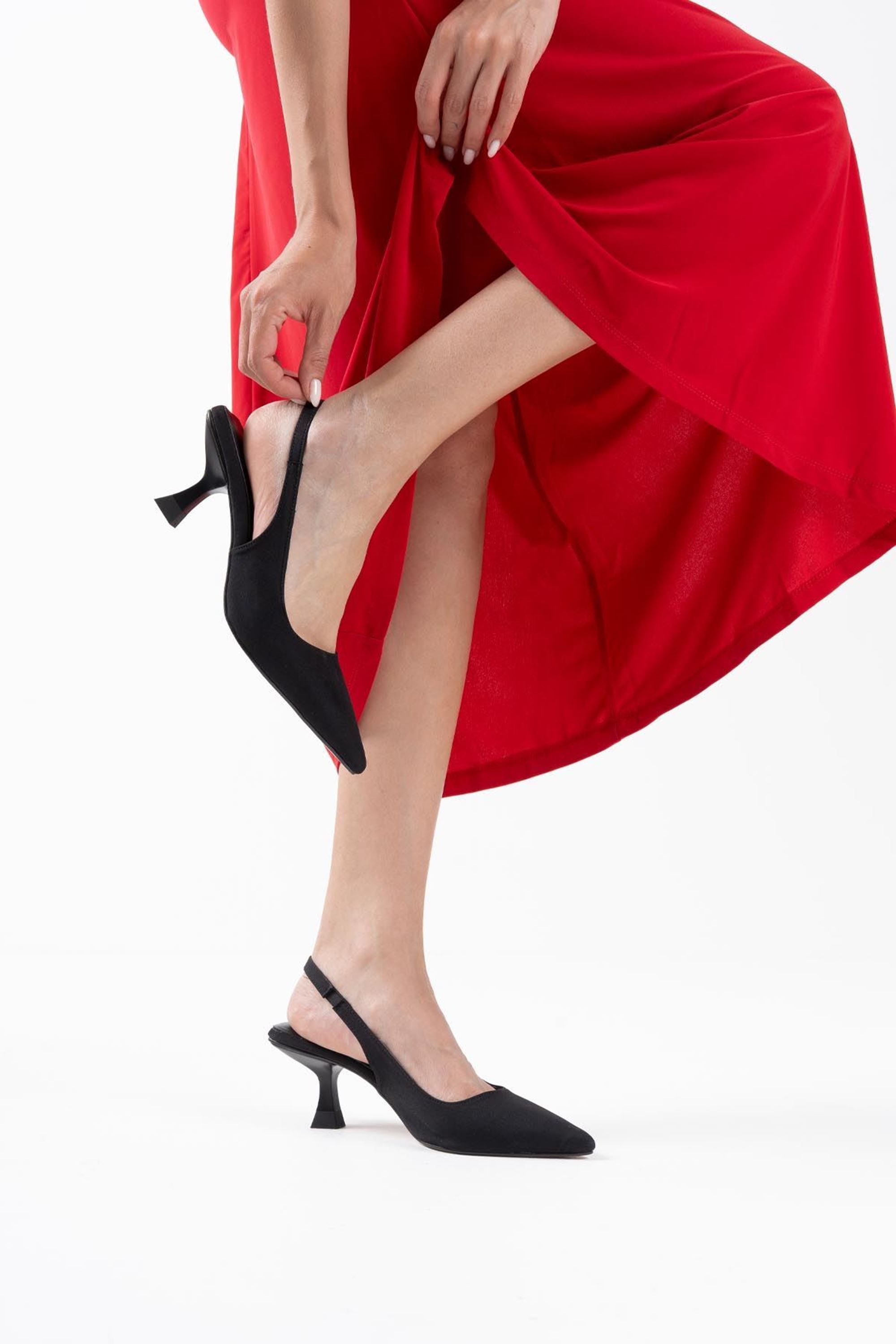 Luvette Kadın Saten Topuklu Ayakkabı - Siyah