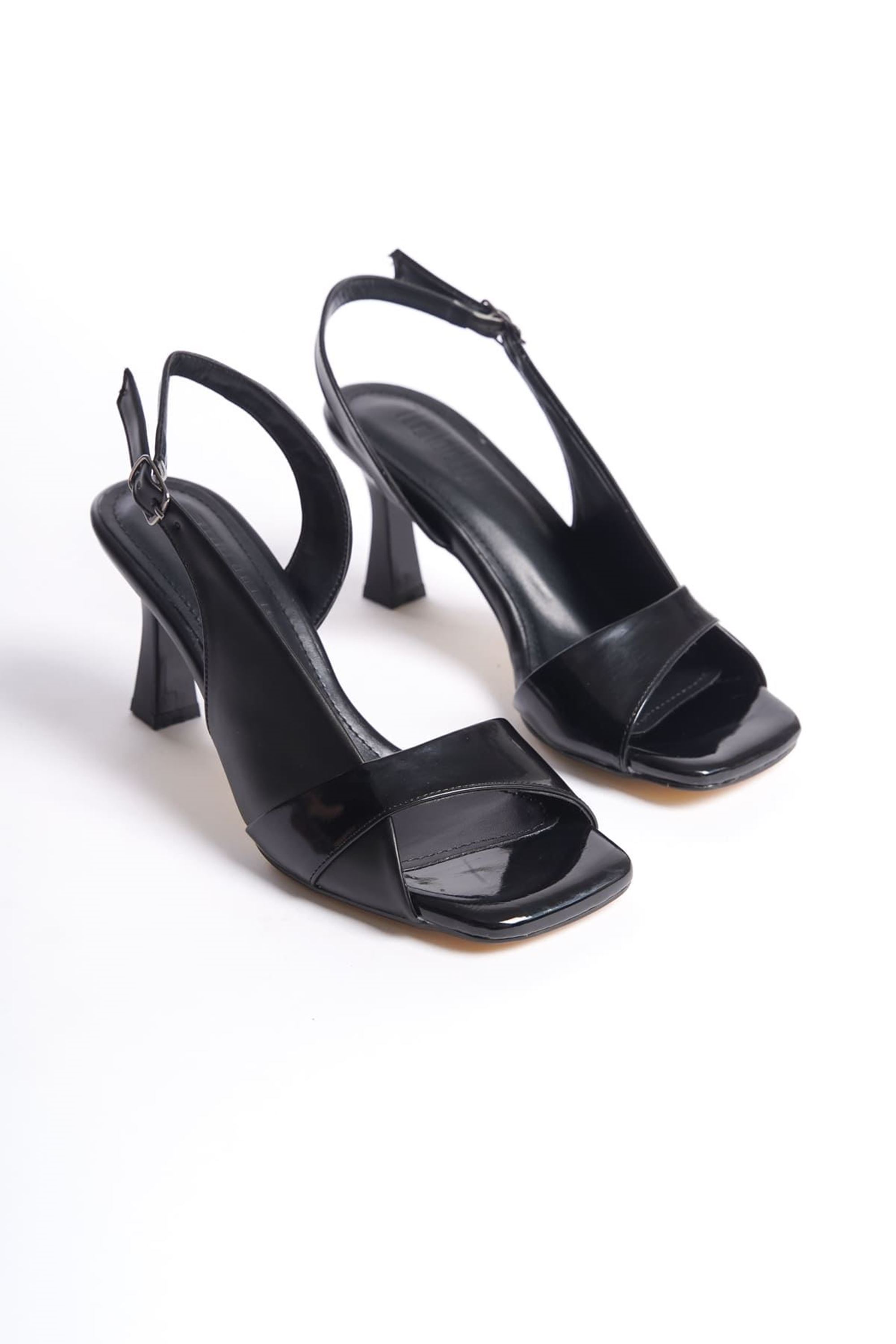 Essora Kadın Rugan Detaylı Klasik Topuklu Sandalet - Siyah