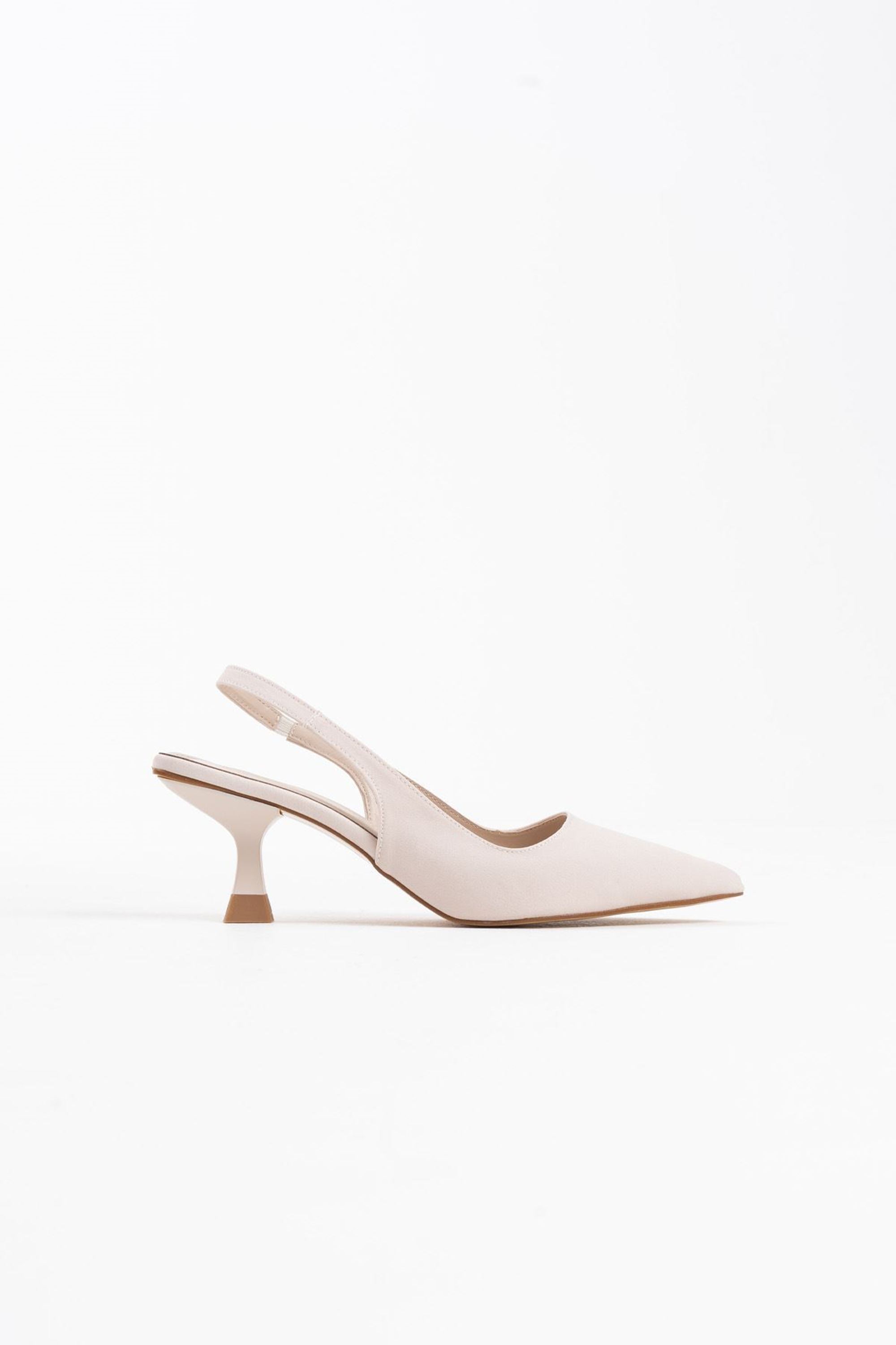 Luvette Kadın Saten Topuklu Ayakkabı - Bej