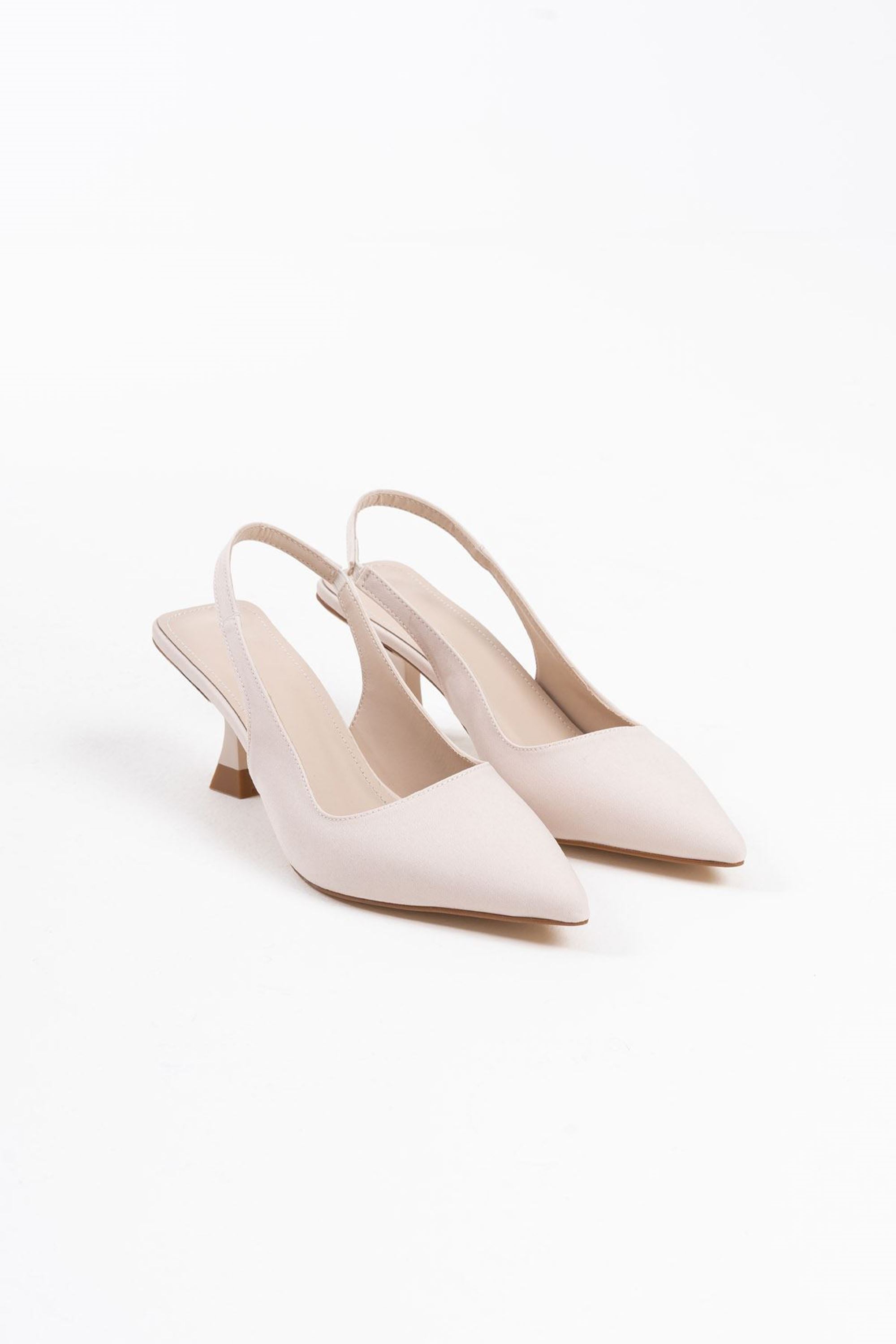 Luvette Kadın Saten Topuklu Ayakkabı - Bej