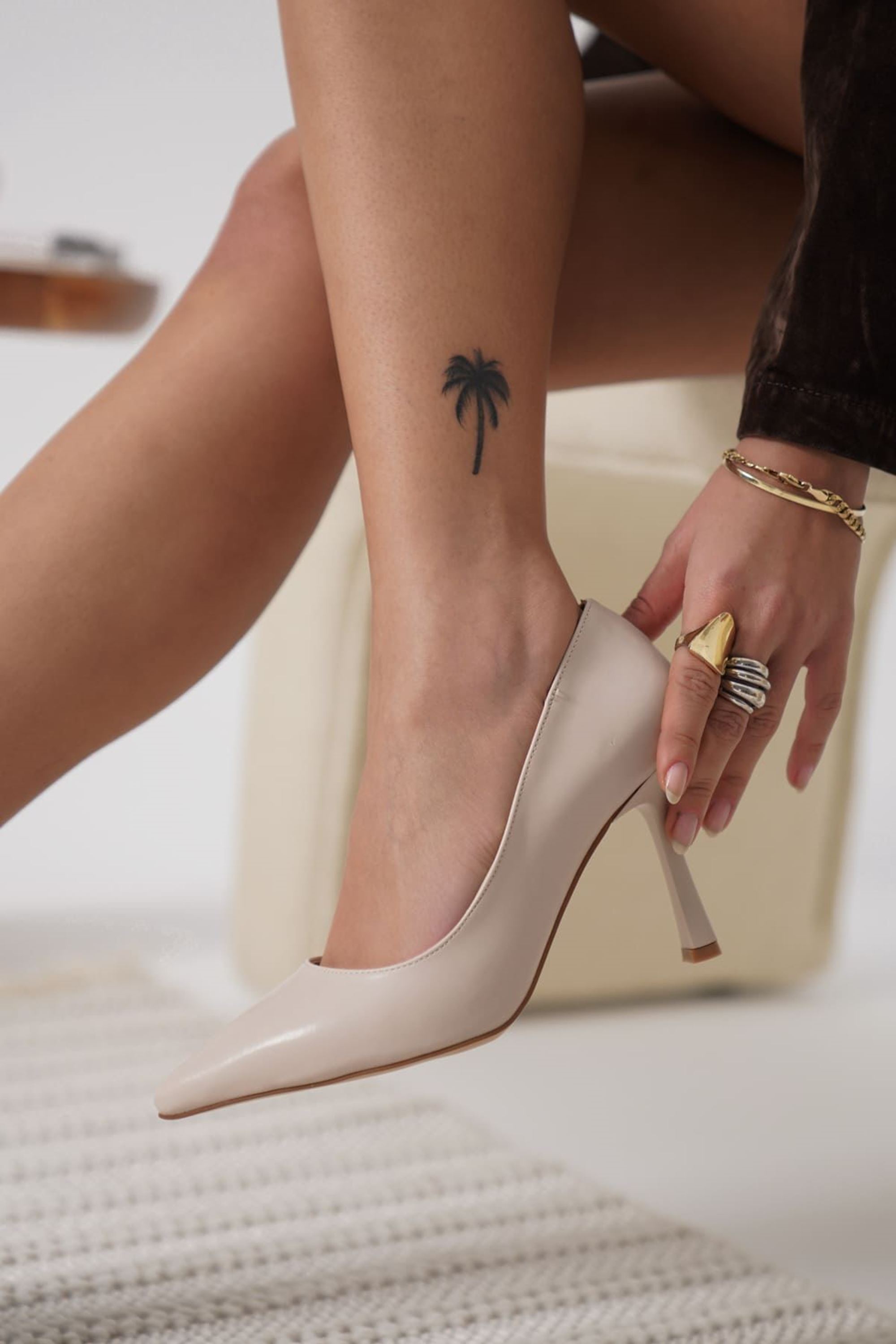 Jessal Kadın Klasik Topuklu Ayakkabı Stiletto - Mat Bej