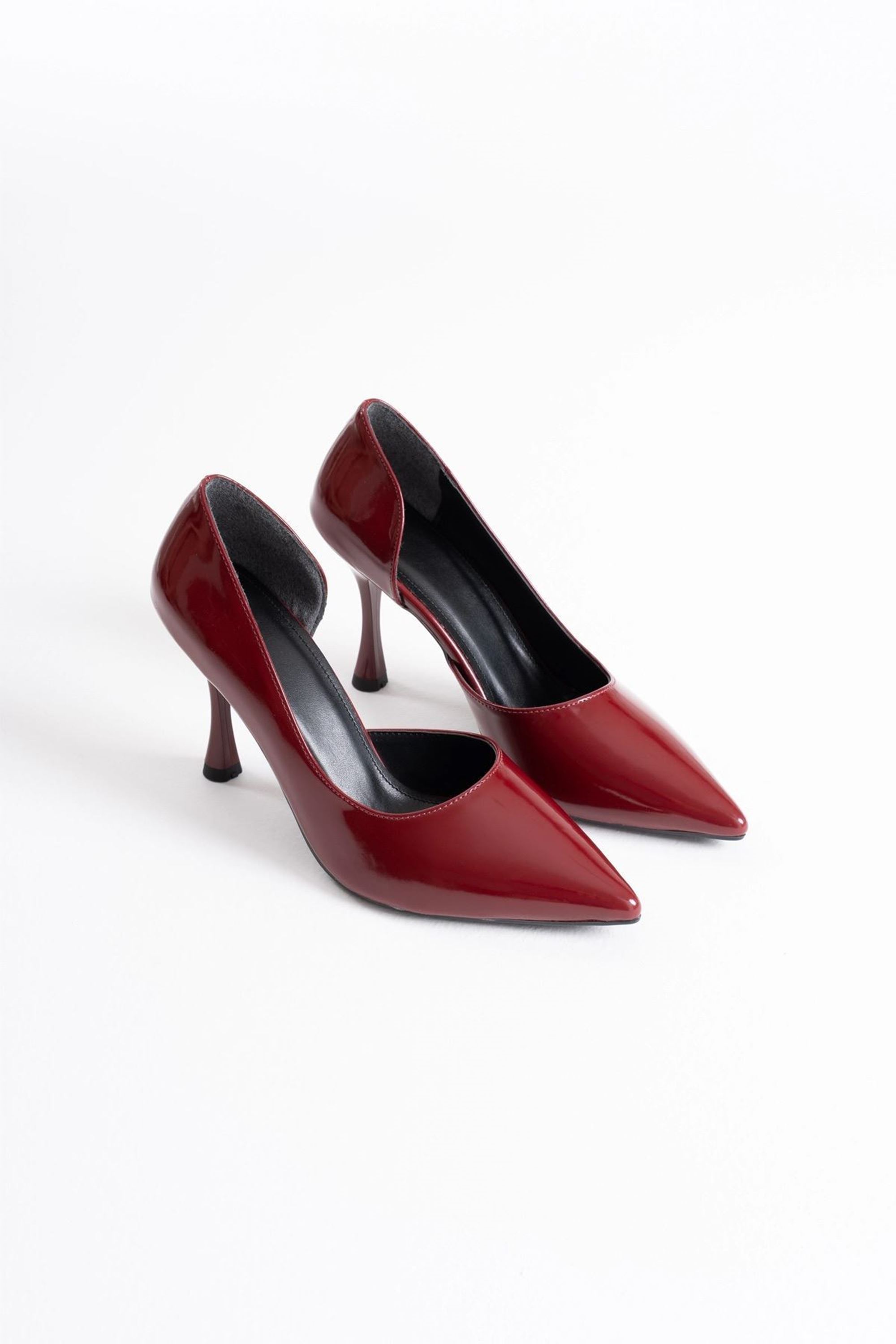 Mireya Kadın İnce Topuklu Klasik Rugan Stiletto Topuklu Ayakkabı - Bordo