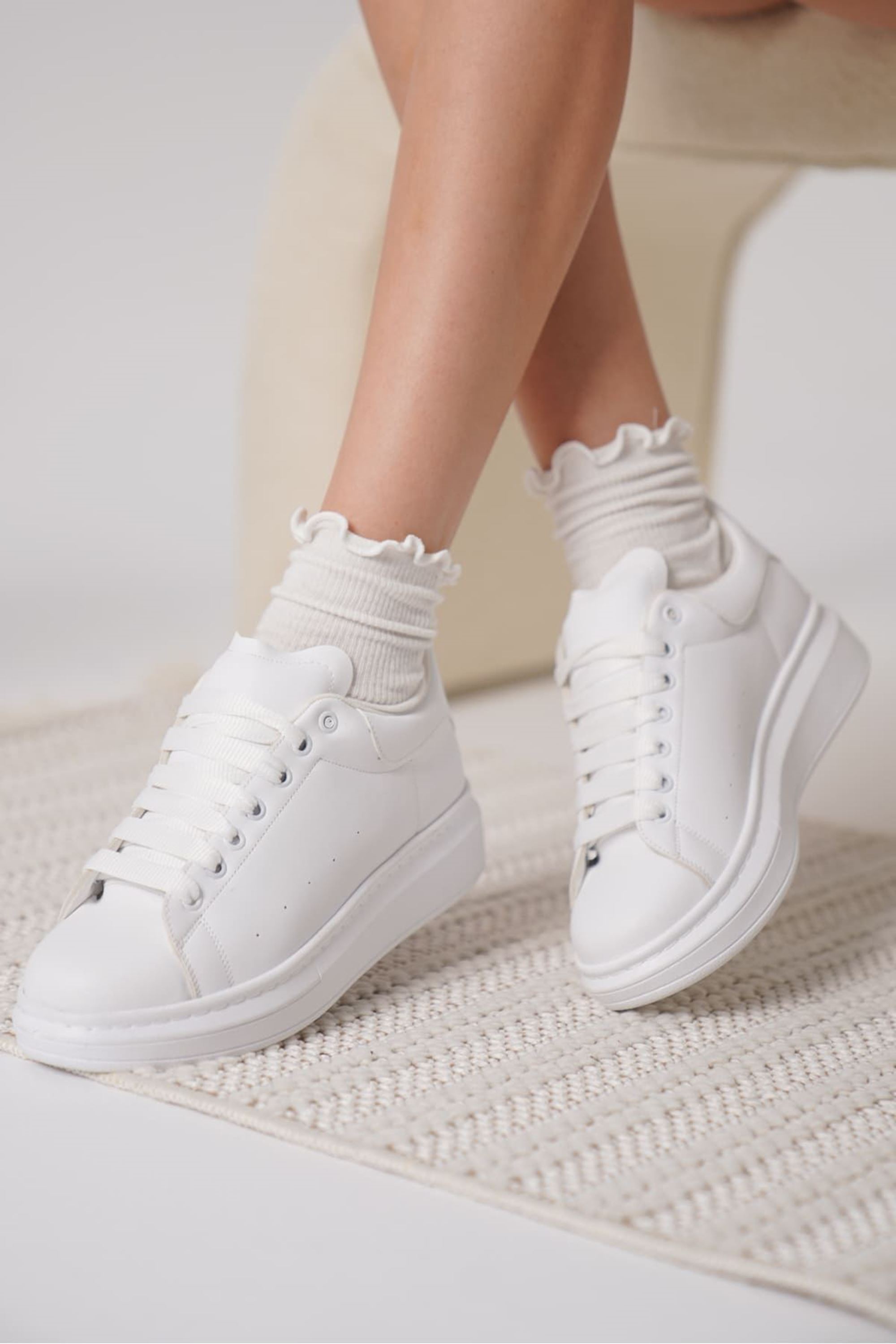 Elvex Kadın Klasik Sneaker Spor Ayakkabı - Beyaz