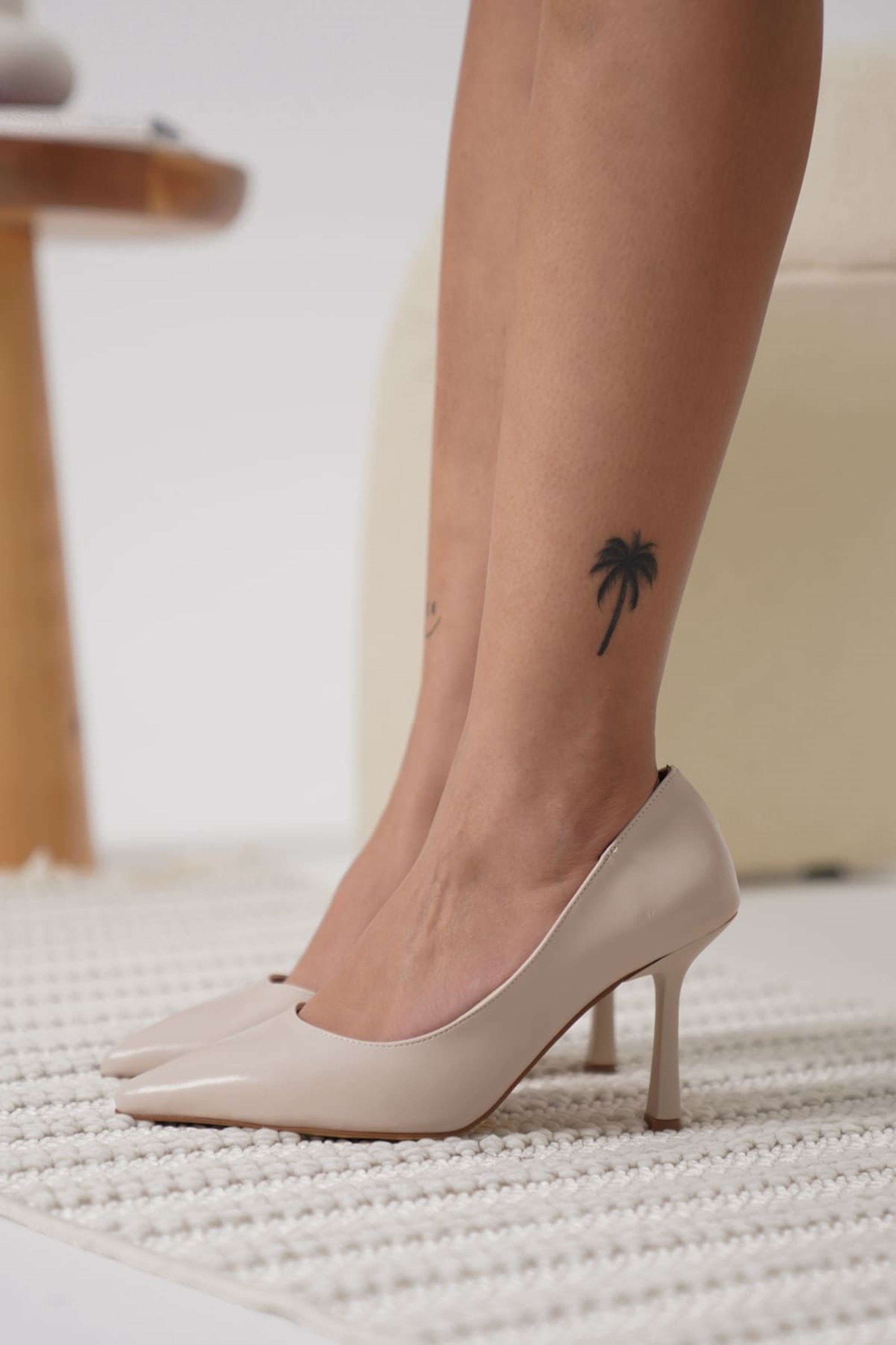 Jessal Kadın Klasik Topuklu Ayakkabı Stiletto - Mat Bej