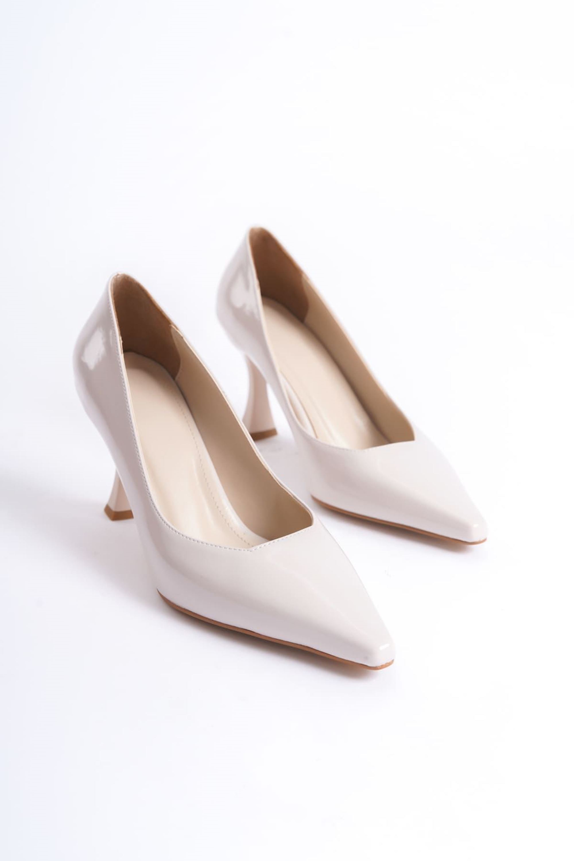 Ayvara Kadın Klasik Rugan Topuklu Ayakkabı Stiletto - Bej