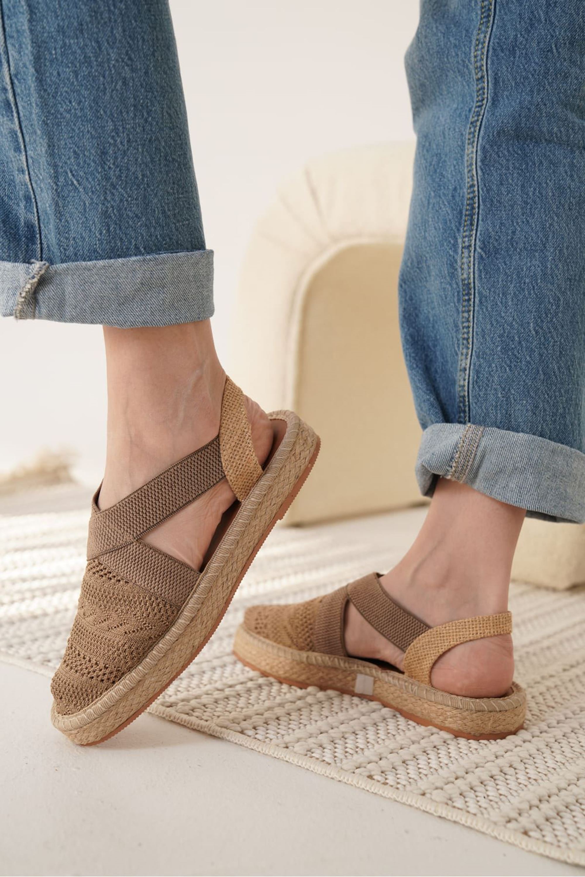 Melano Kadın Yazlık Triko Espadril Sandalet Ayakkabı - Vizon