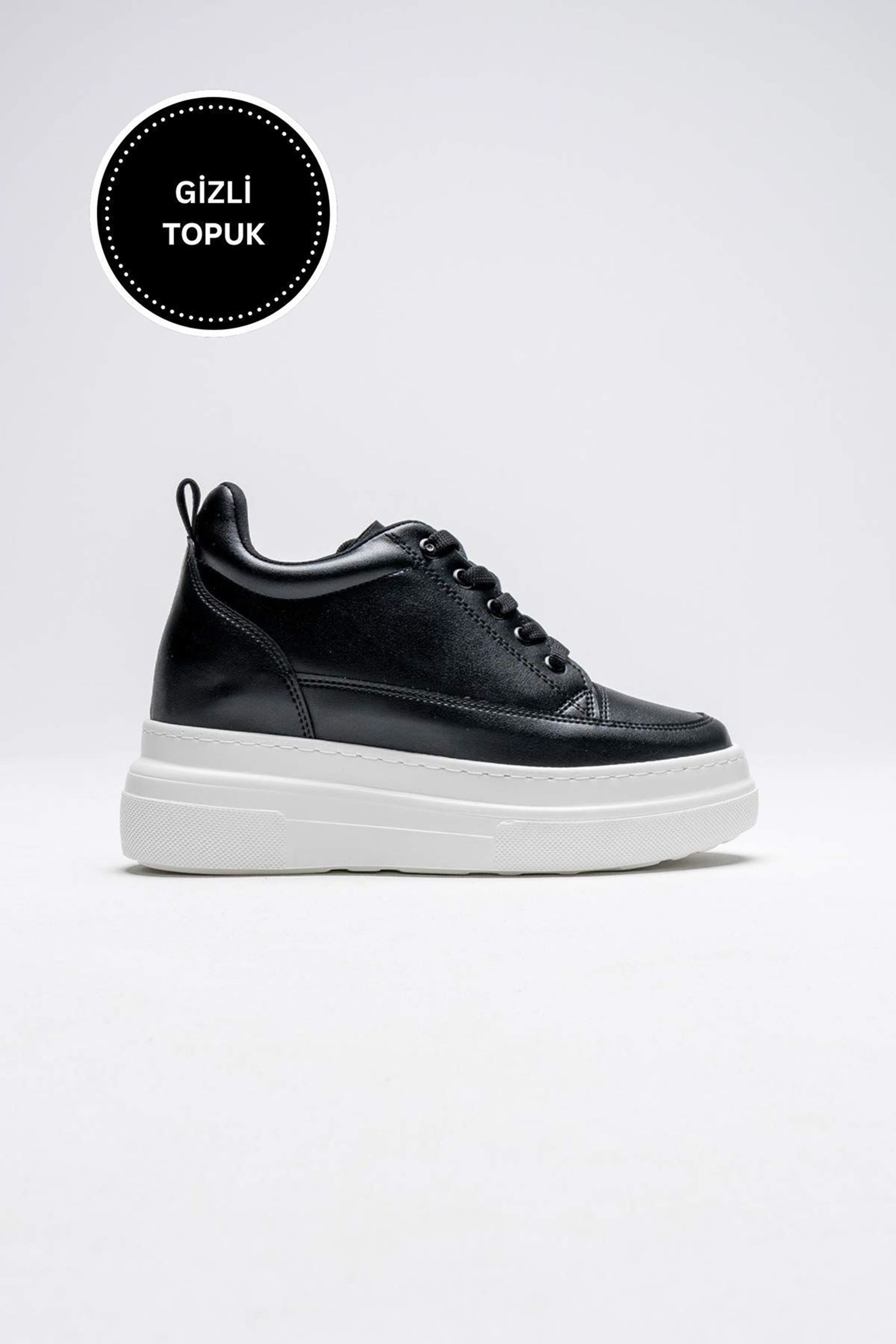 Glaren Kadın Boy Uzatan Gizli Topuklu Spor Ayakkabı Sneaker - Siyah