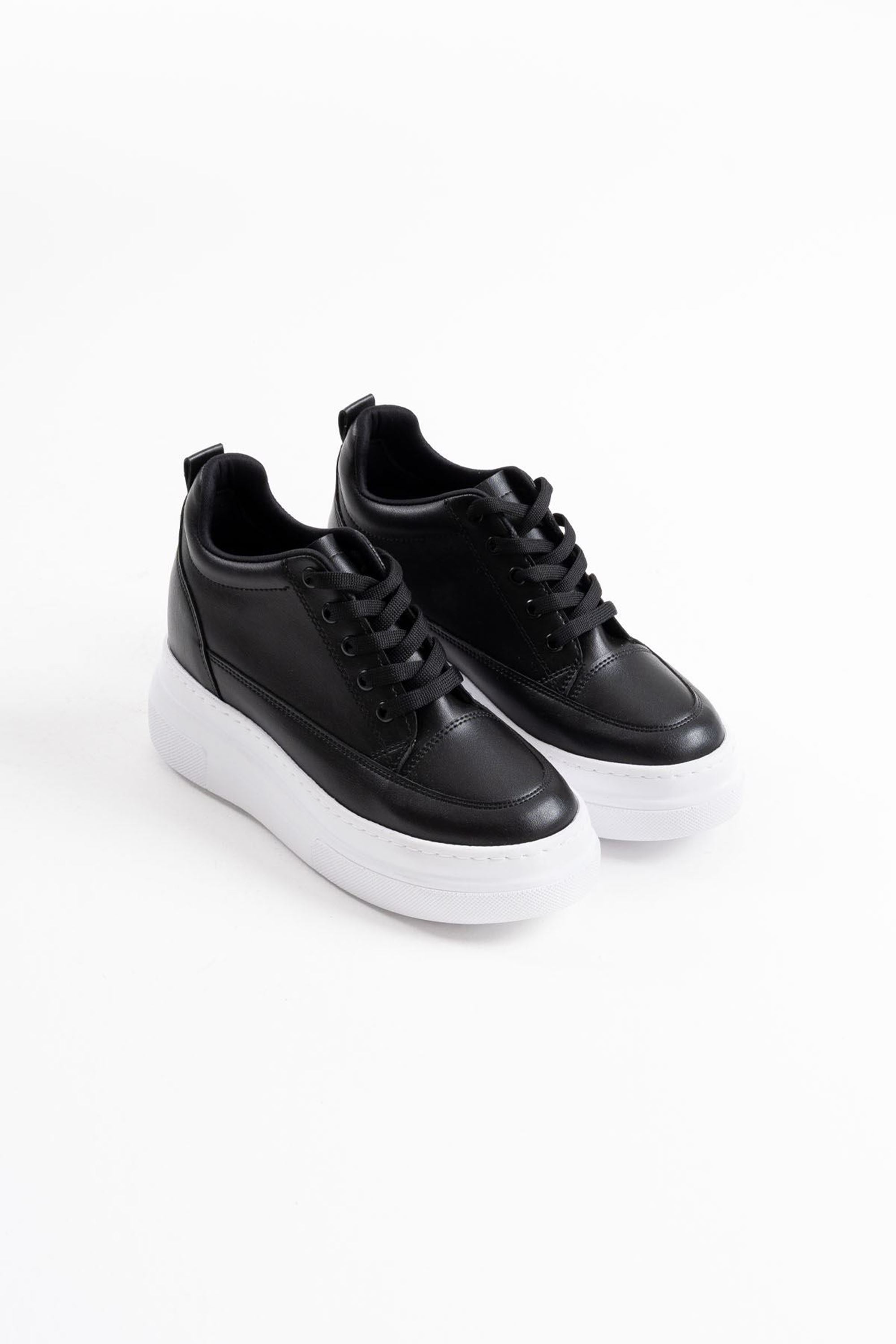 Glaren Kadın Boy Uzatan Gizli Topuklu Spor Ayakkabı Sneaker - Siyah