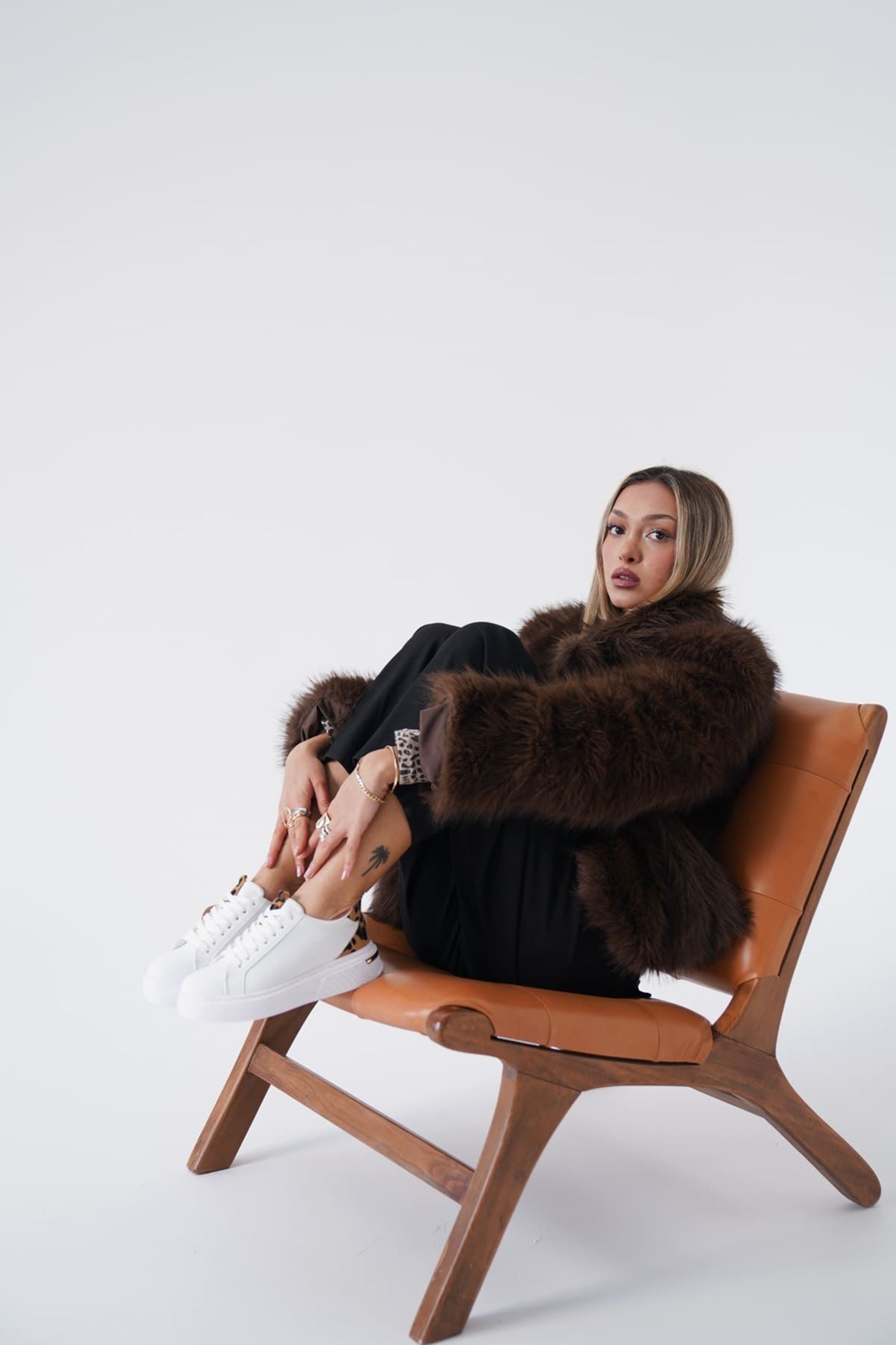 Movix Kadın Leopar Detaylı Spor Ayakkabı Sneaker - Beyaz