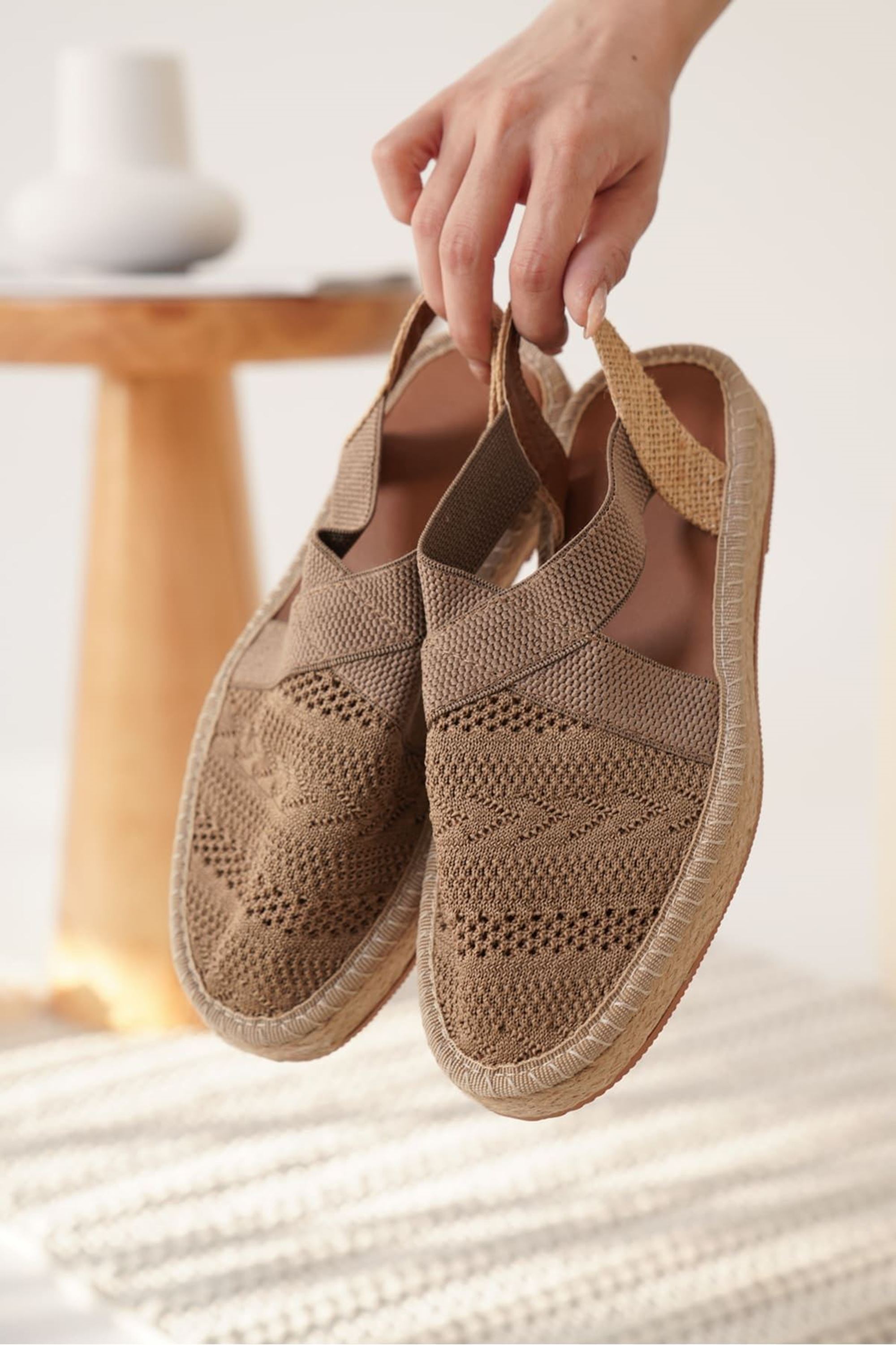 Melano Kadın Yazlık Triko Espadril Sandalet Ayakkabı - Vizon