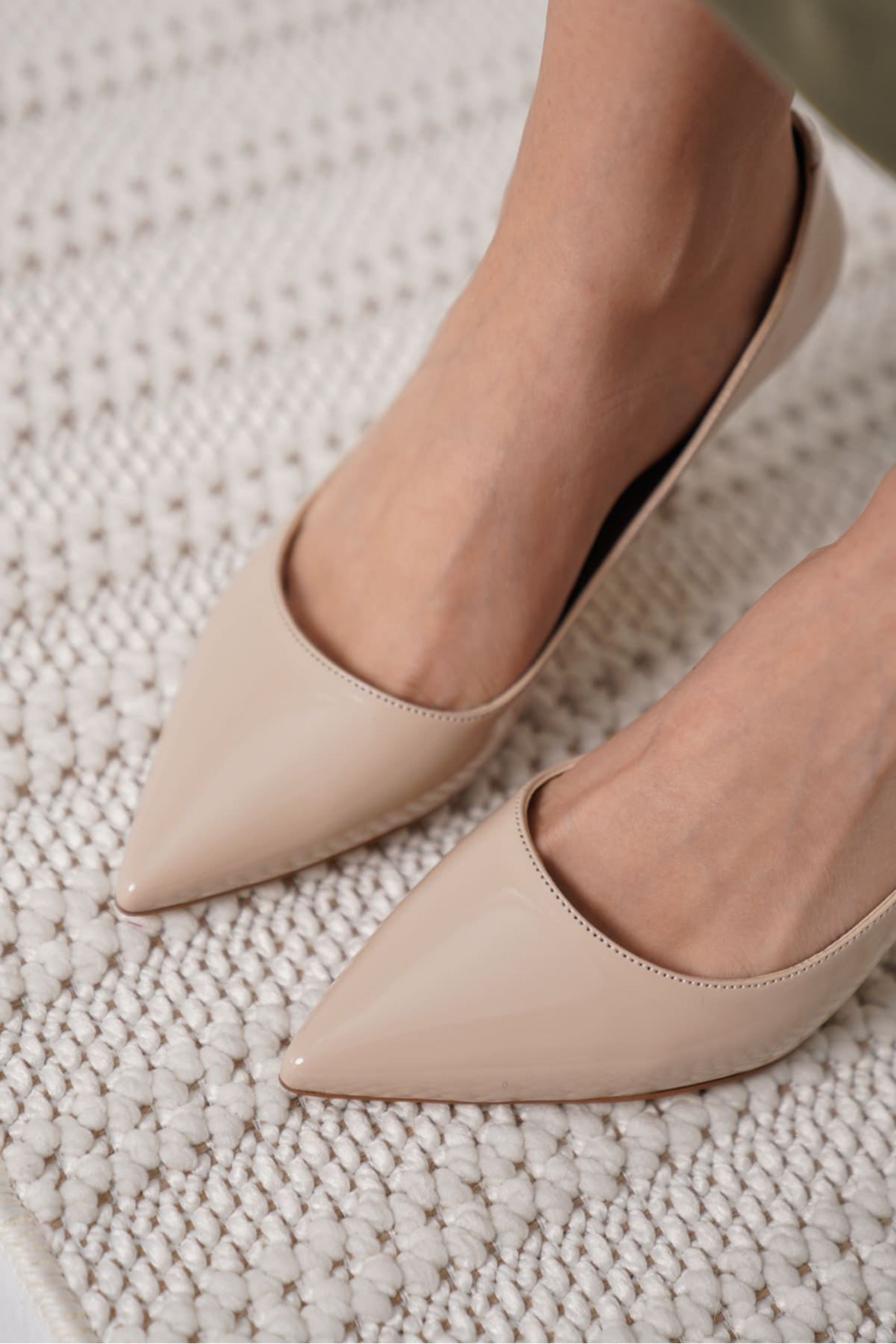 Jalina Kadın Rugan Klasik Topuklu Ayakkabı Stiletto - Nude