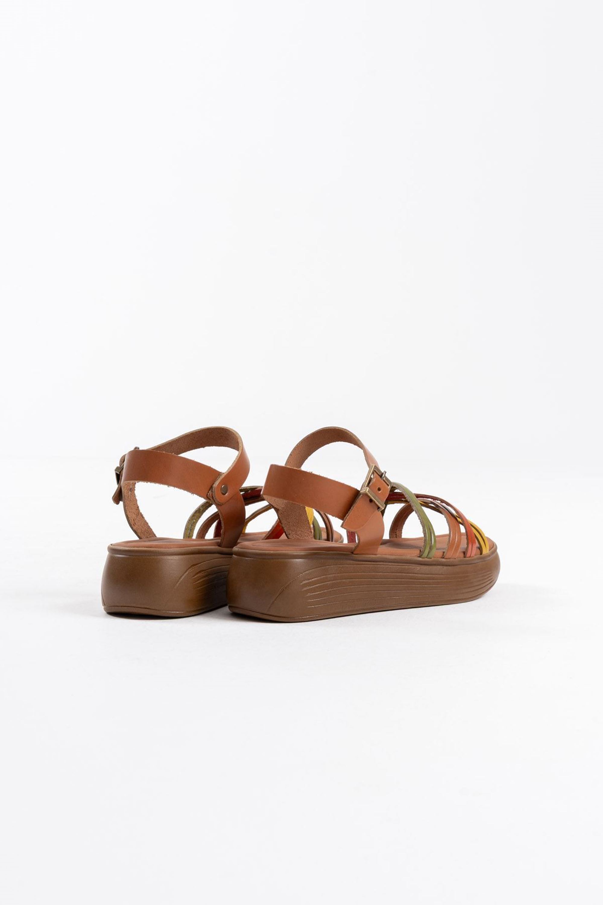 Novela Kadın Toka Detaylı Rahat Hafif Hakiki Deri Sandalet - Çok Renkli