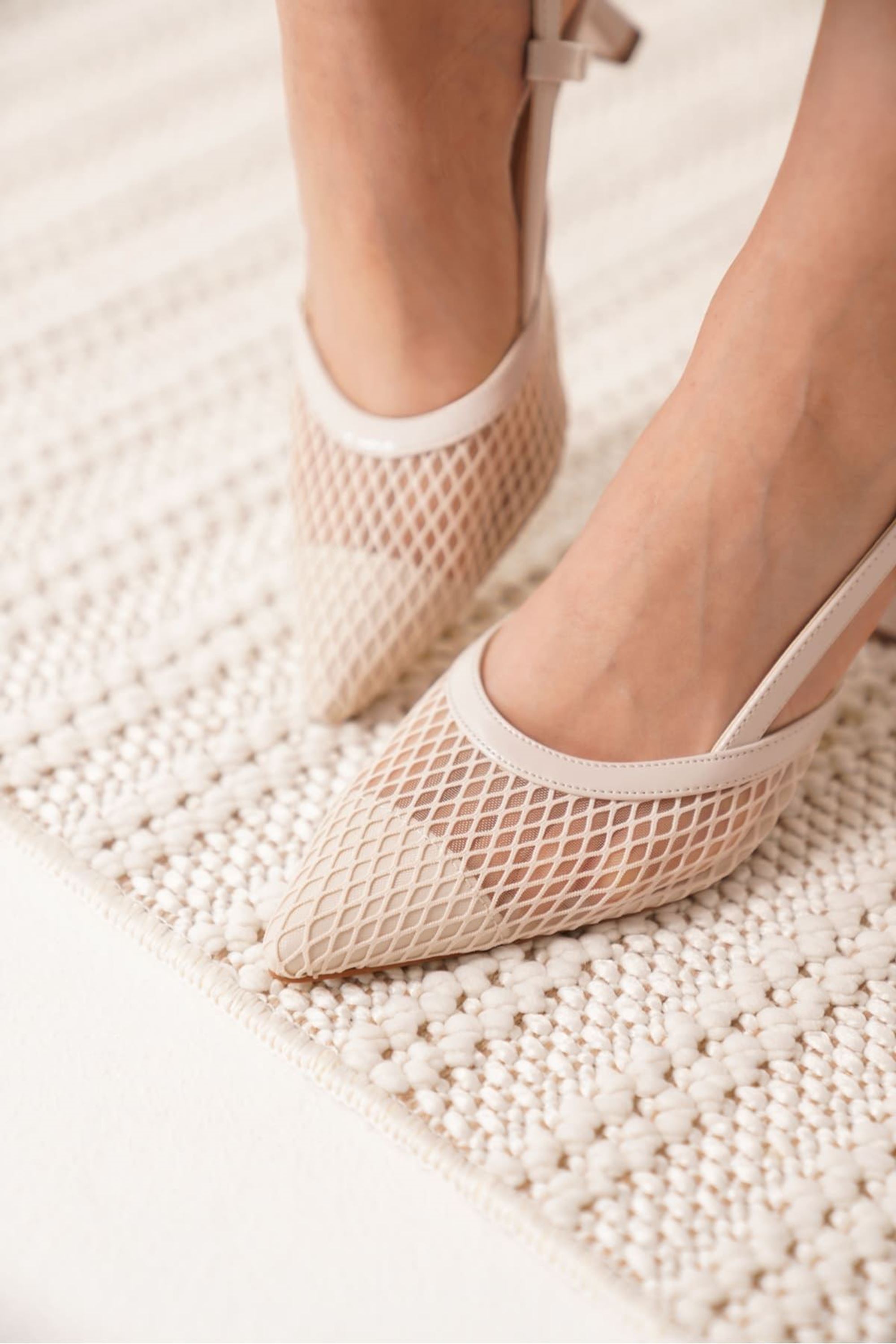 Arlisse Kadın Şık Triko Topuklu Ayakkabı - Bej