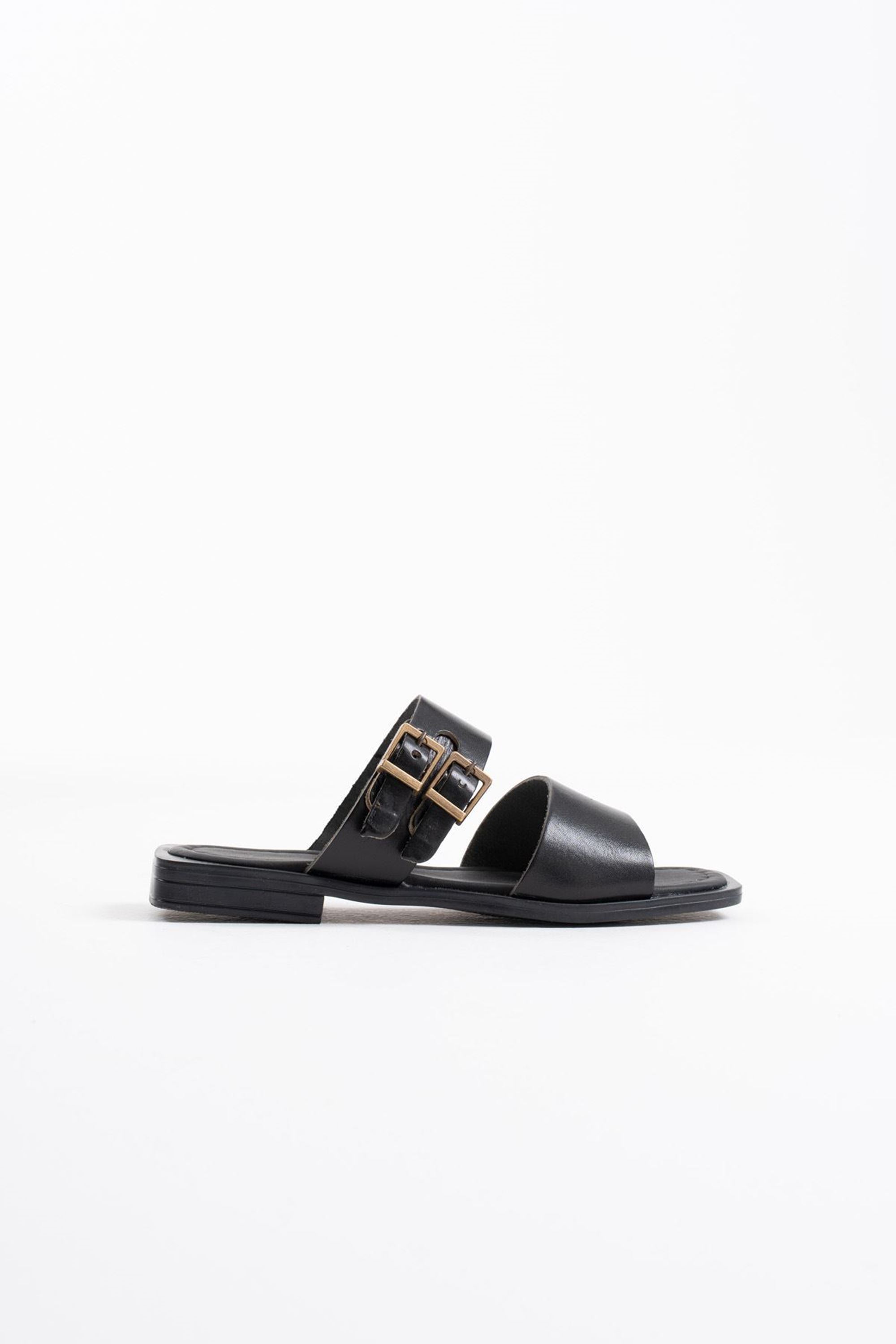 Mistelle Kadın Toka Detaylı İnce Tabanlı Hafif Rahat Hakiki Deri Terlik - Siyah