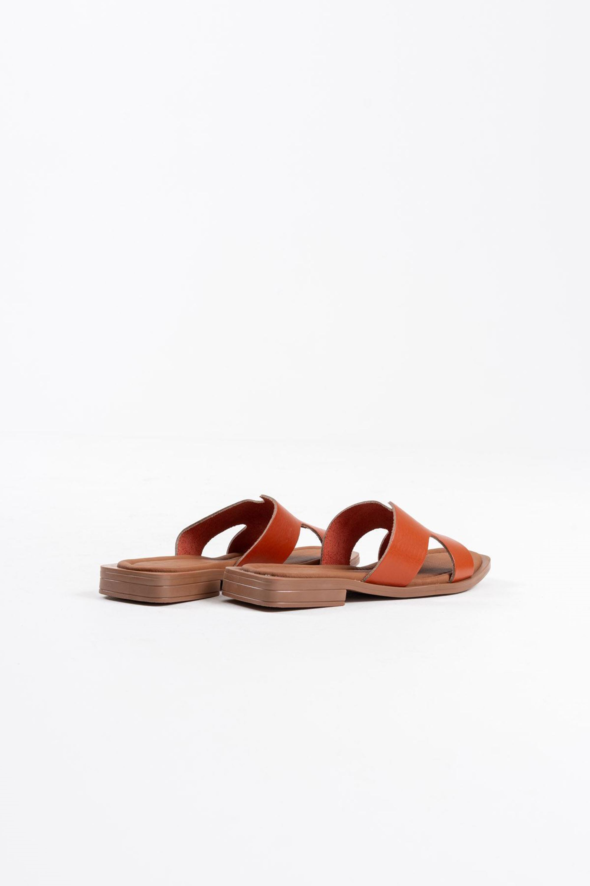 Zeyor Kadın Sade Premium Tasarımlı Hakiki Deri Terlik - Kiremit