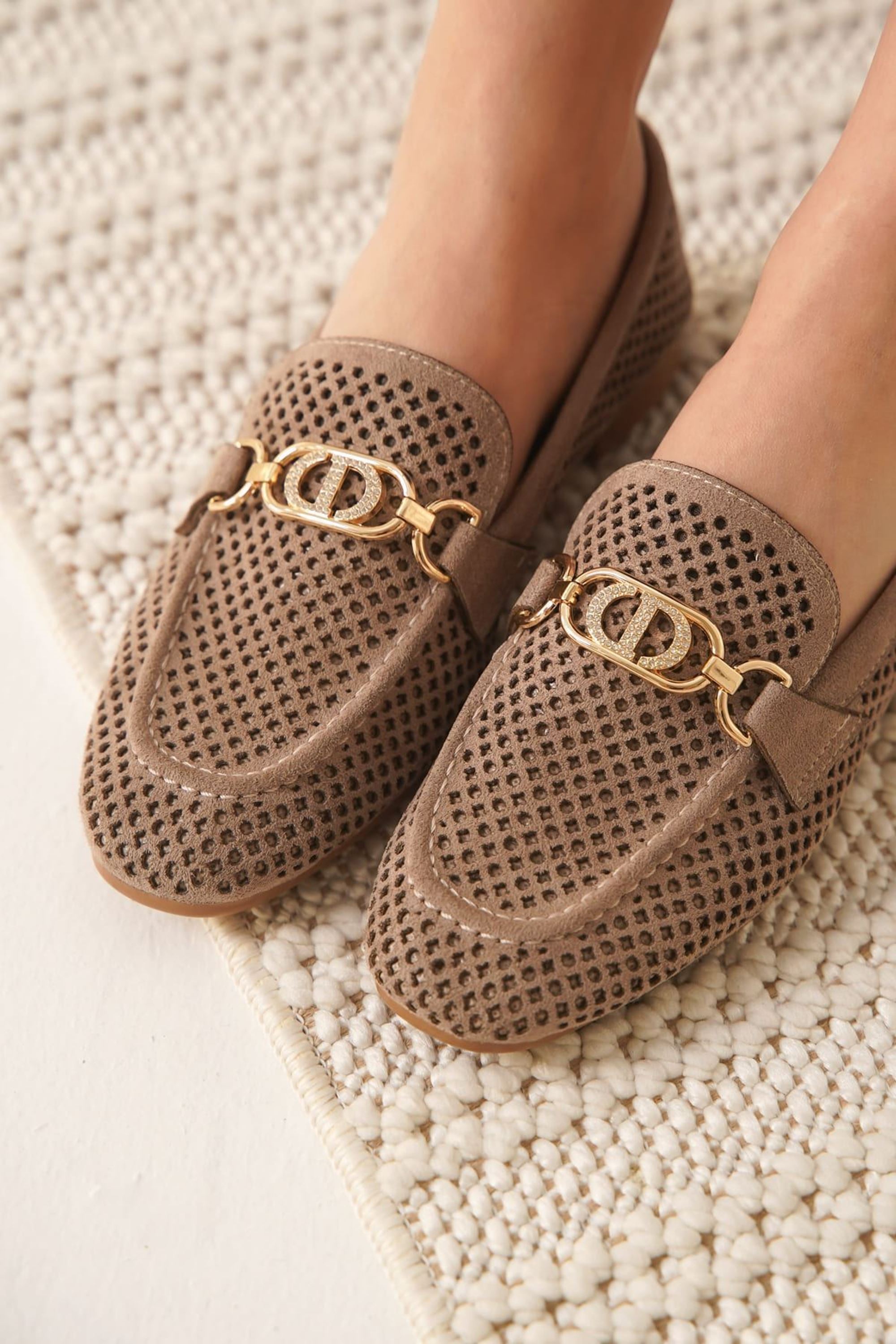 Jovira Kadın Süet Triko Toka Detaylı Günlük Loafer Ayakkabı - Vizon