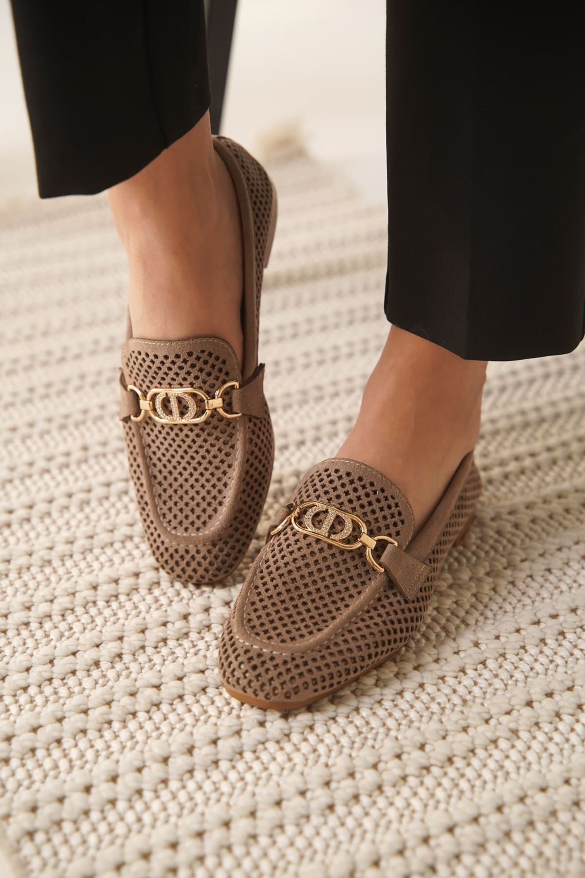 Jovira Kadın Süet Triko Toka Detaylı Günlük Loafer Ayakkabı - Vizon