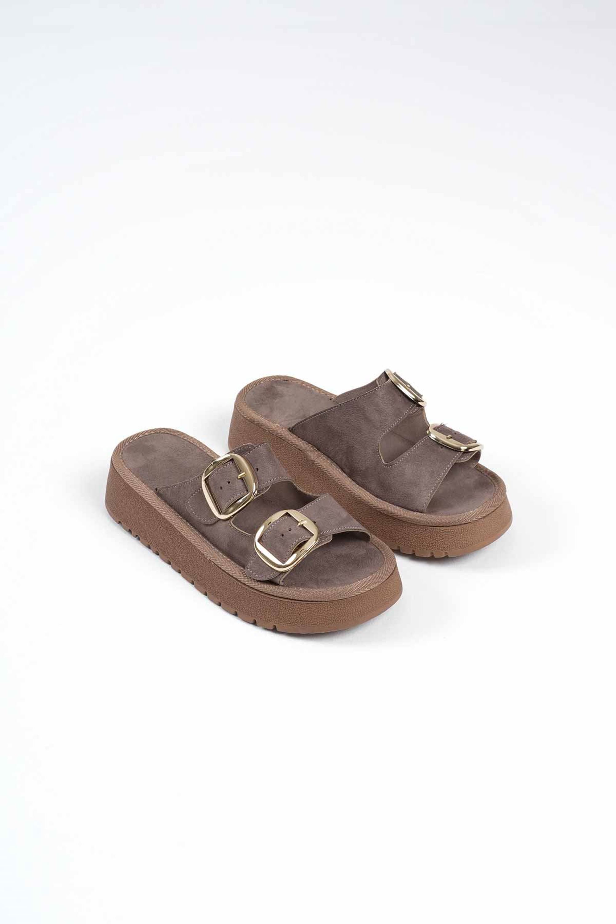 Saffy Kadın Süet İç Dokulu Rahat Hafif Yazlık Terlik - Vizon