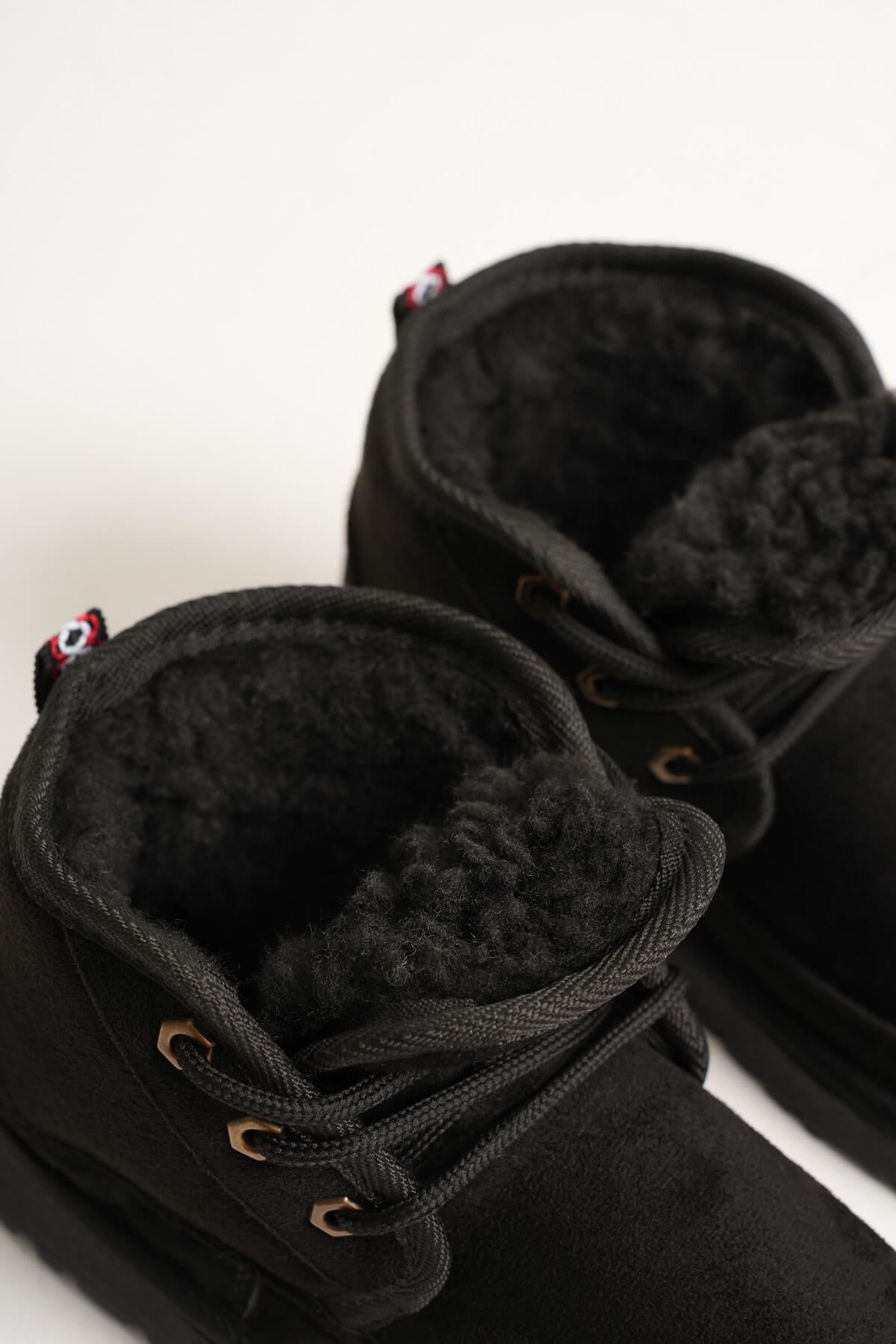 Lunovar Kadın Suya Dayanıklı Süet İçi Kürklü Kalın Tabanlı Bot - Siyah